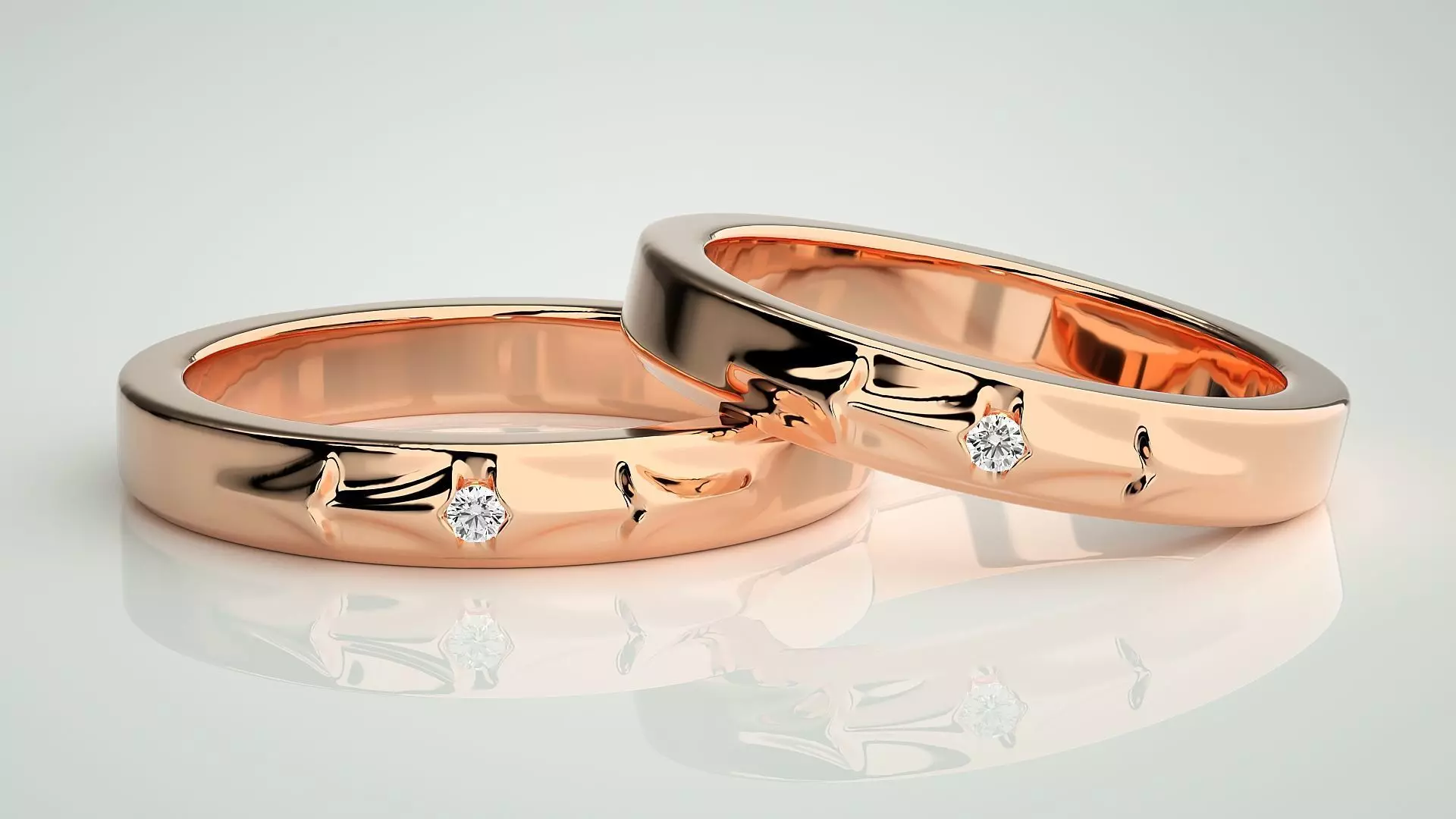 Arrow of Love Couple Band Ring 3dm stl render detail 3D print model_0