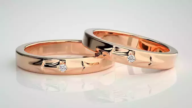 Arrow of Love Couple Band Ring 3dm stl render detail 3D print model