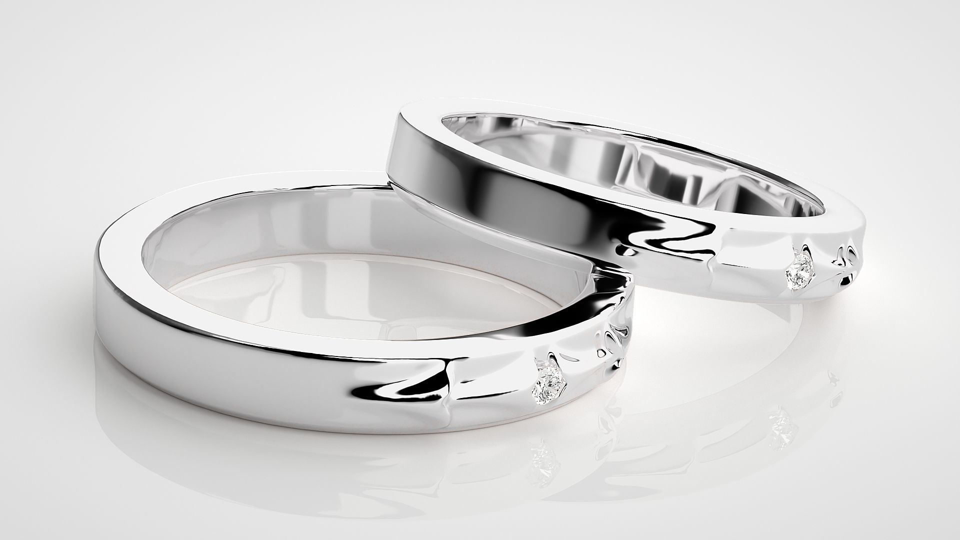 Arrow of Love Couple Band Ring 3dm stl render detail 3D print model_5