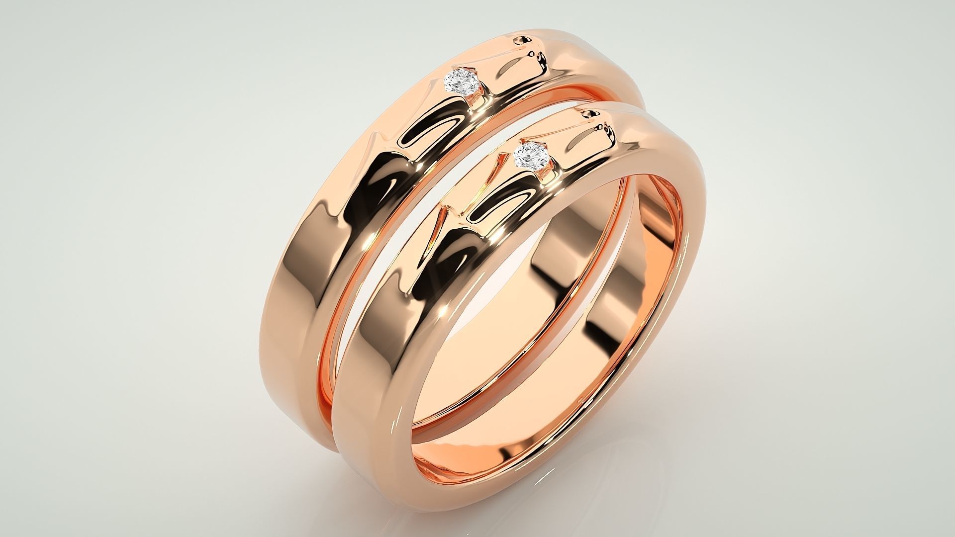 Arrow of Love Couple Band Ring 3dm stl render detail 3D print model_3