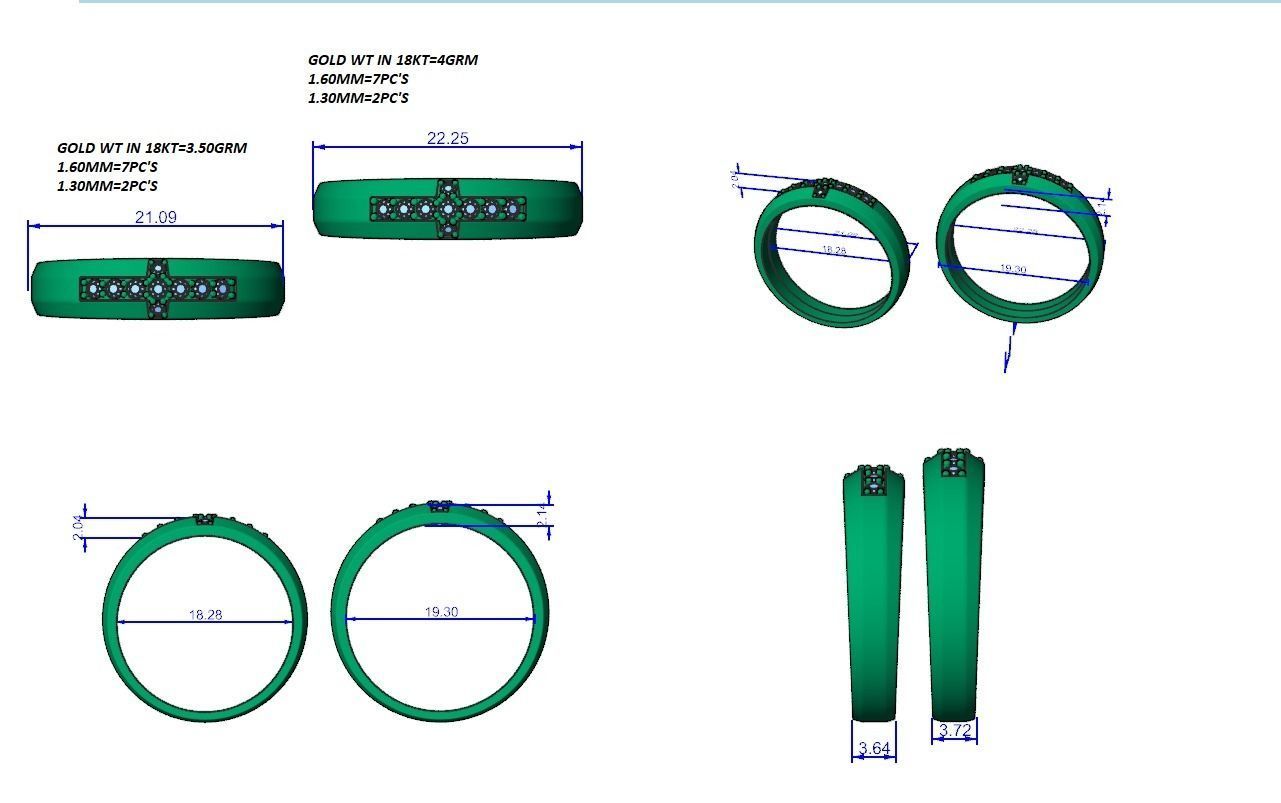 Cross Couple Band Ring 3dm stl render detail 3D print model_12