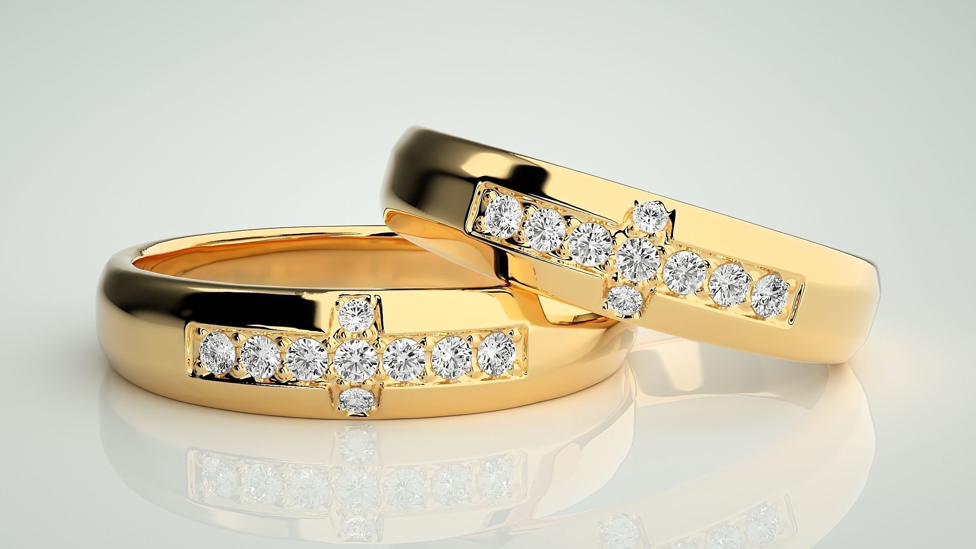 Cross Couple Band Ring 3dm stl render detail 3D print model_8