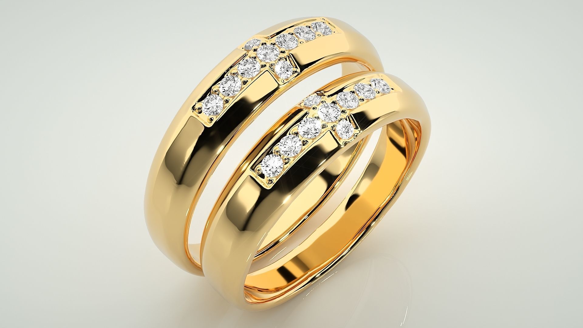 Cross Couple Band Ring 3dm stl render detail 3D print model_11