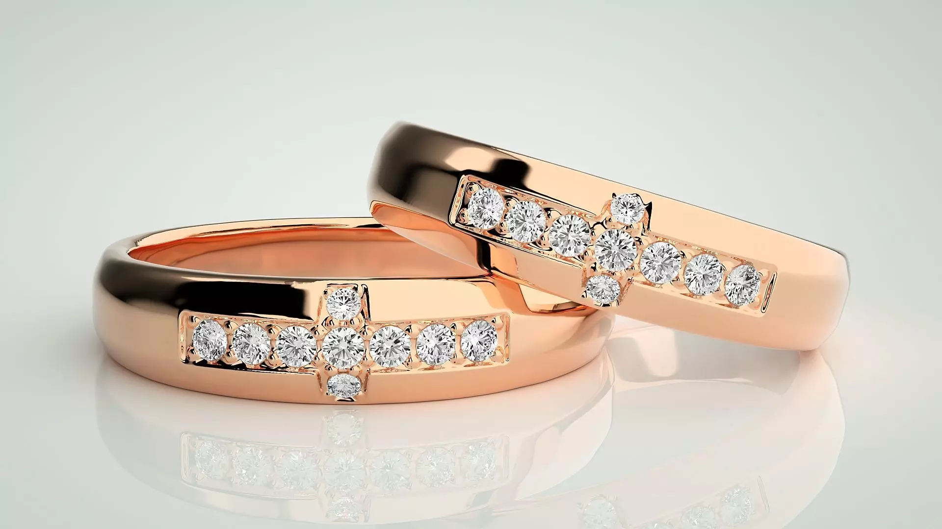 Cross Couple Band Ring 3dm stl render detail 3D print model_0