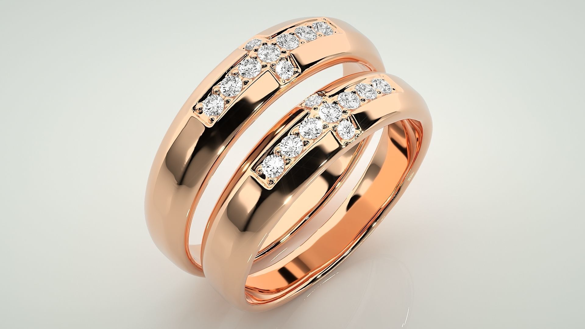 Cross Couple Band Ring 3dm stl render detail 3D print model_3