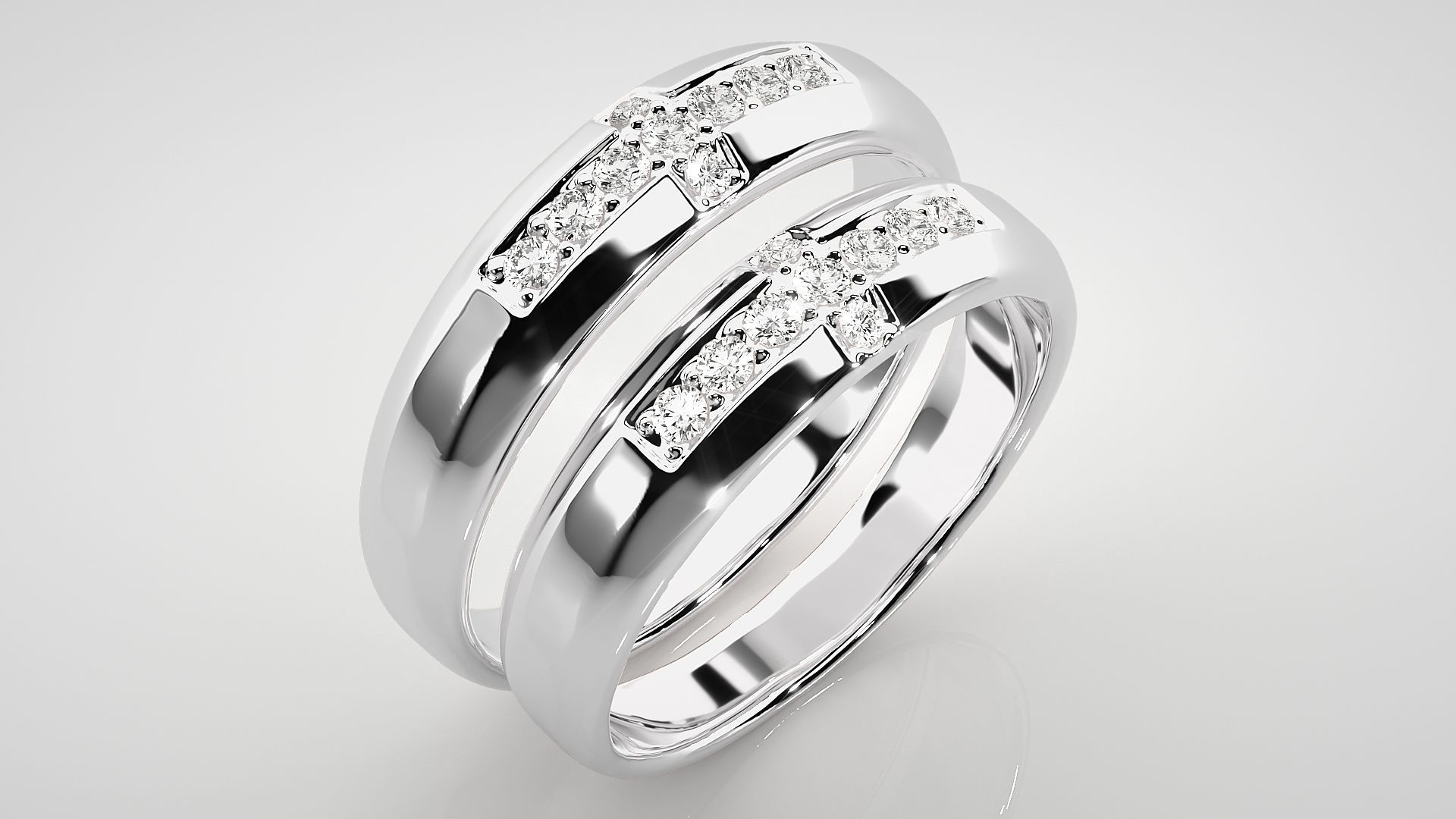 Cross Couple Band Ring 3dm stl render detail 3D print model_7