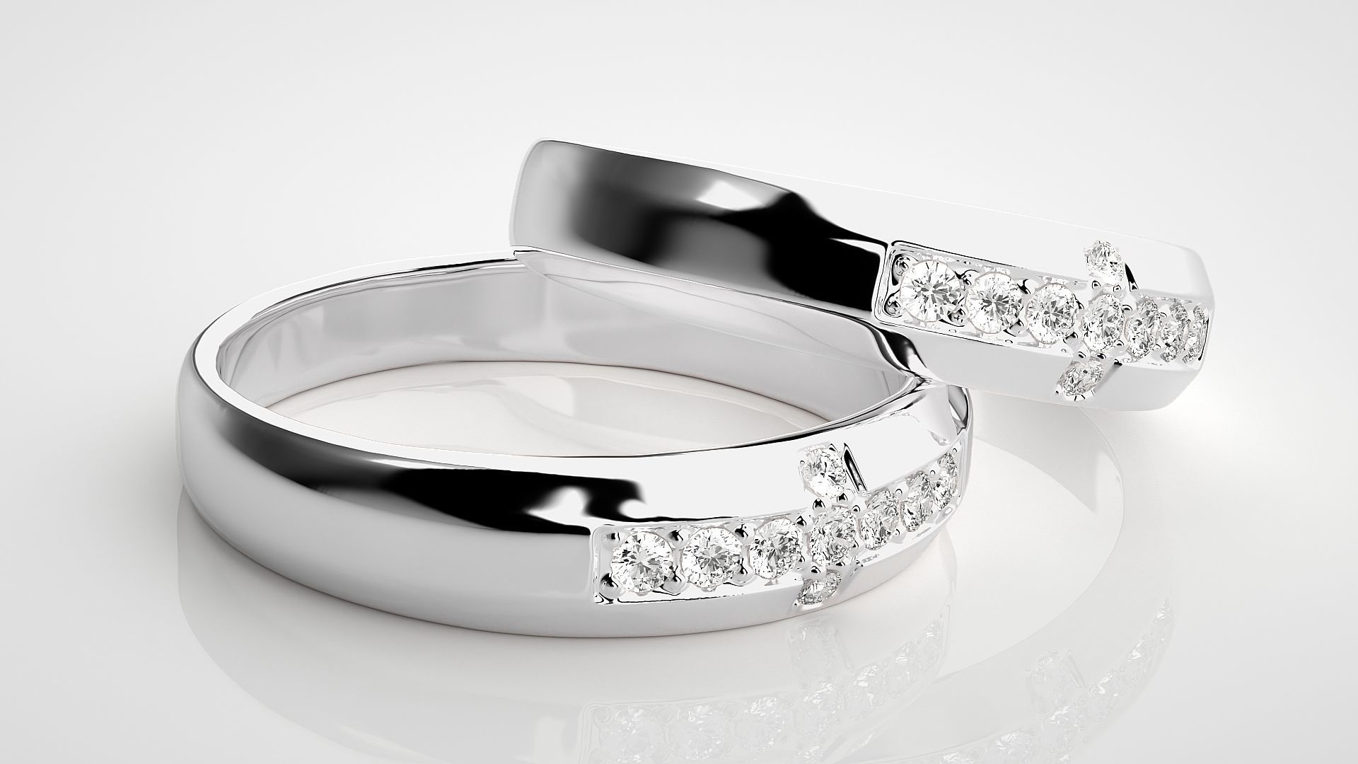 Cross Couple Band Ring 3dm stl render detail 3D print model_5