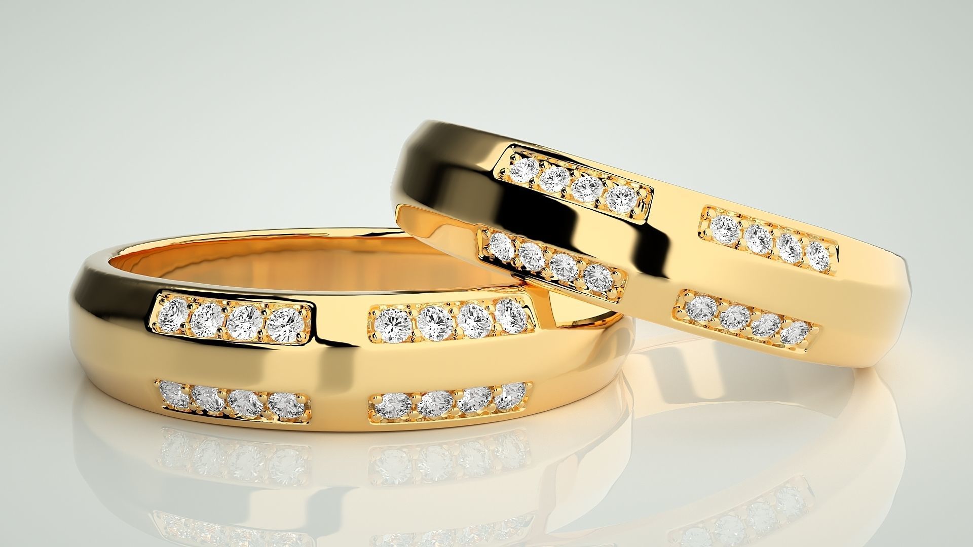 Diamond Couple Band Ring 3dm stl render detail 3D print model_8