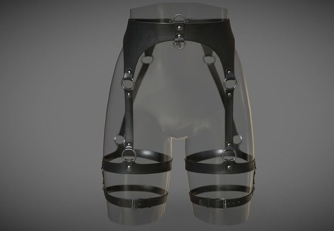 Black Leather Hips Belt Portupeya Harness Low-poly 3D model