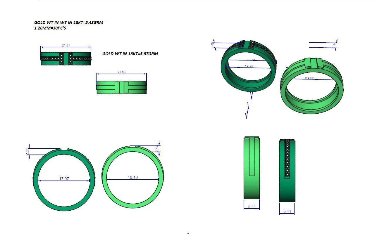 Branded Couple Band Ring 3dm stl render detail 3D print model_4