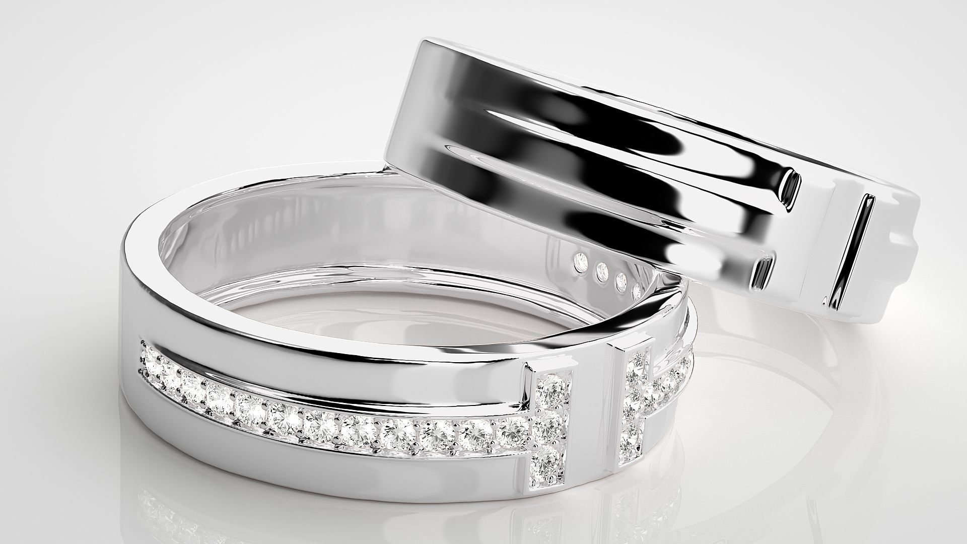 Branded Couple Band Ring 3dm stl render detail 3D print model_6