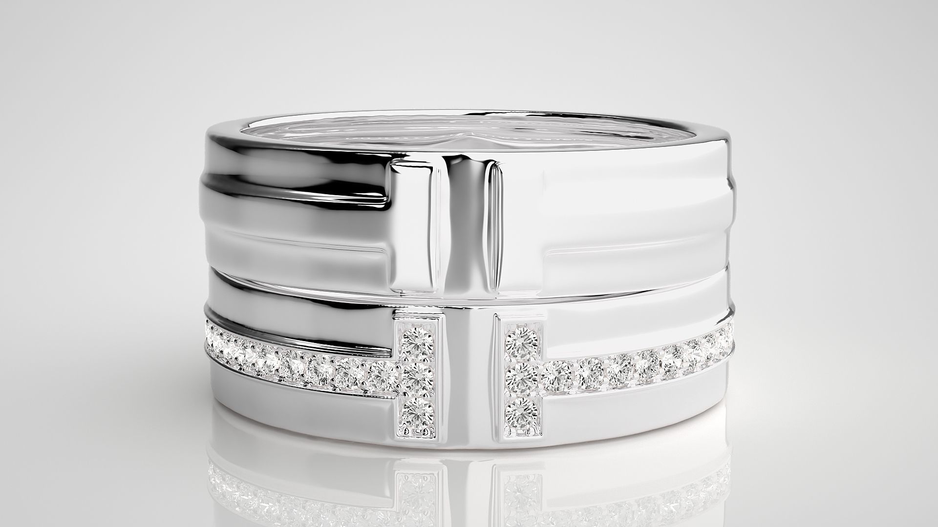 Branded Couple Band Ring 3dm stl render detail 3D print model_7