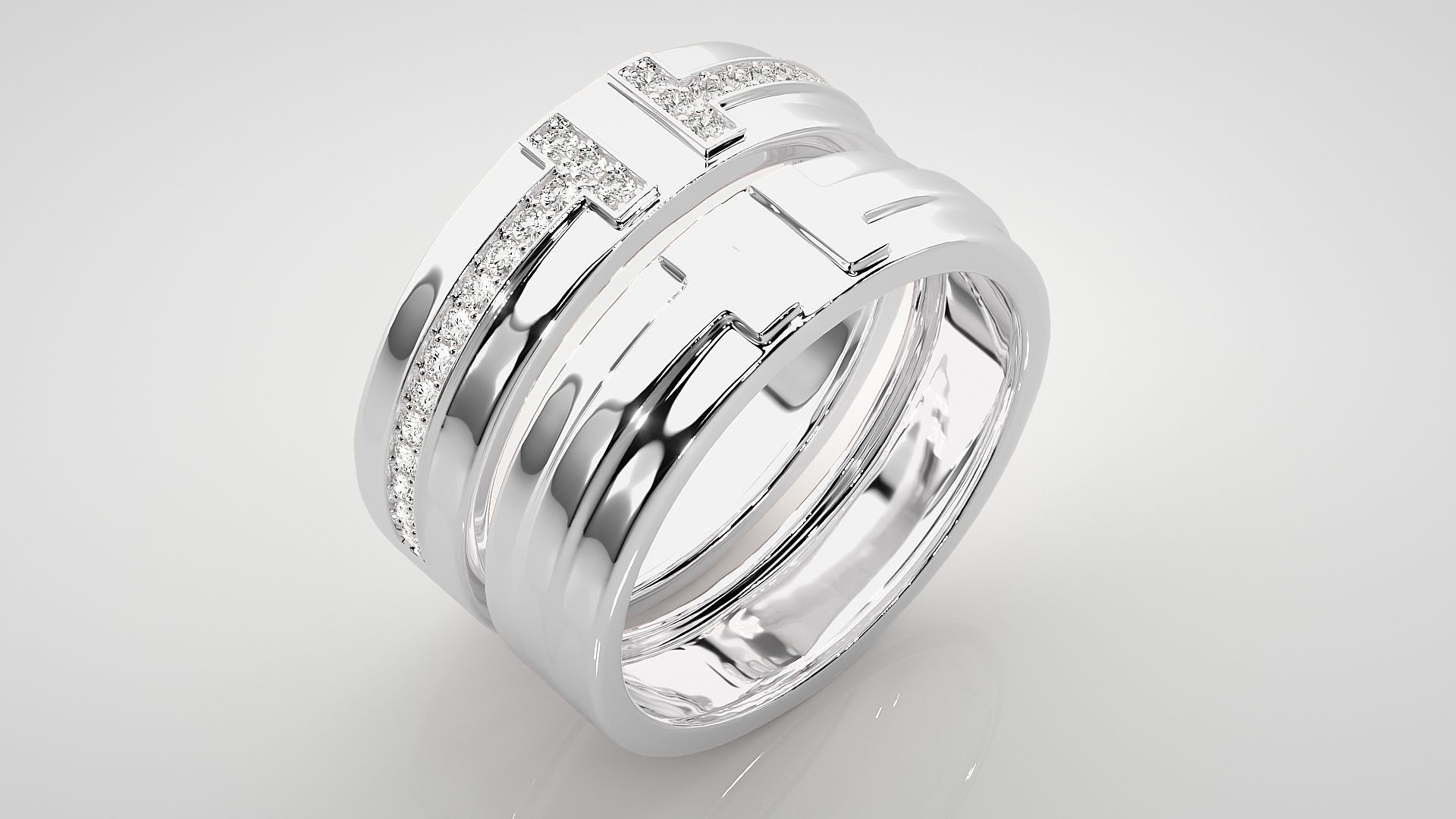 Branded Couple Band Ring 3dm stl render detail 3D print model_8