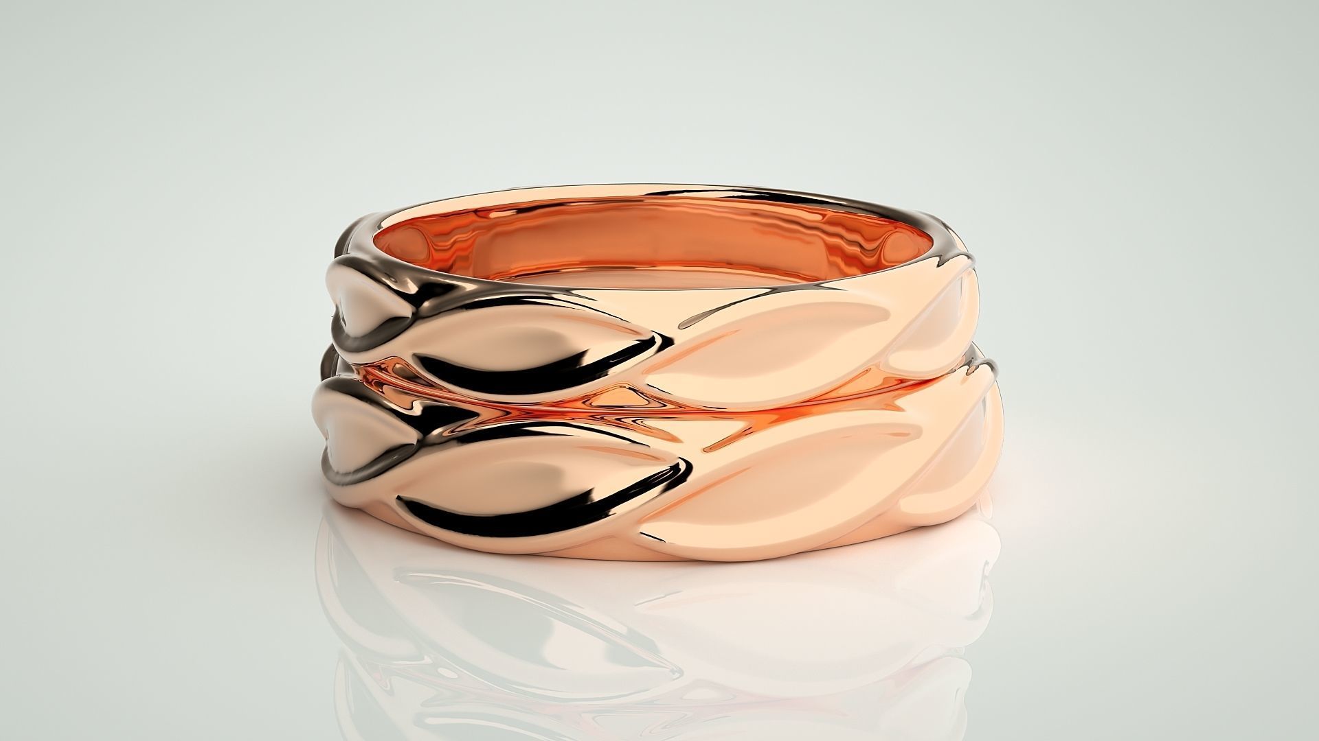 Infinity Plain Gold  Couple Band Ring 3dm stl render detail 3D print model_2