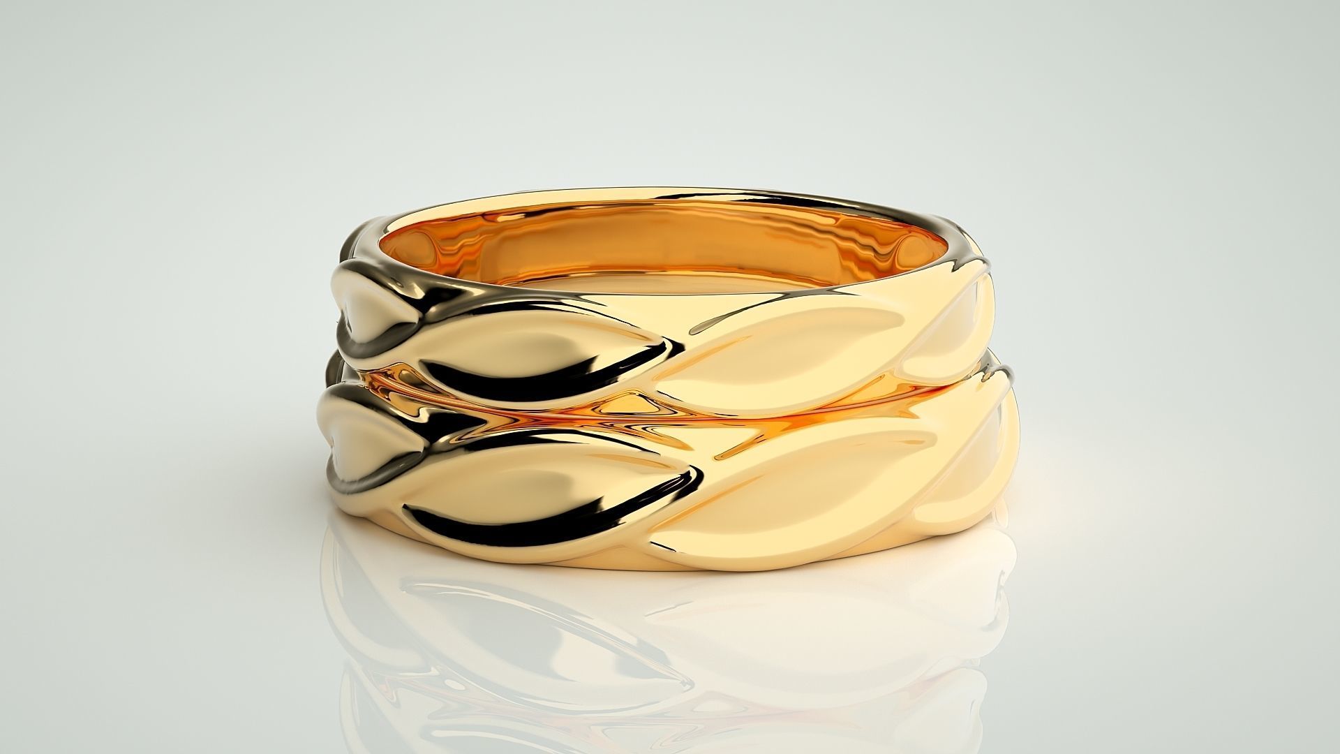 Infinity Plain Gold  Couple Band Ring 3dm stl render detail 3D print model_11
