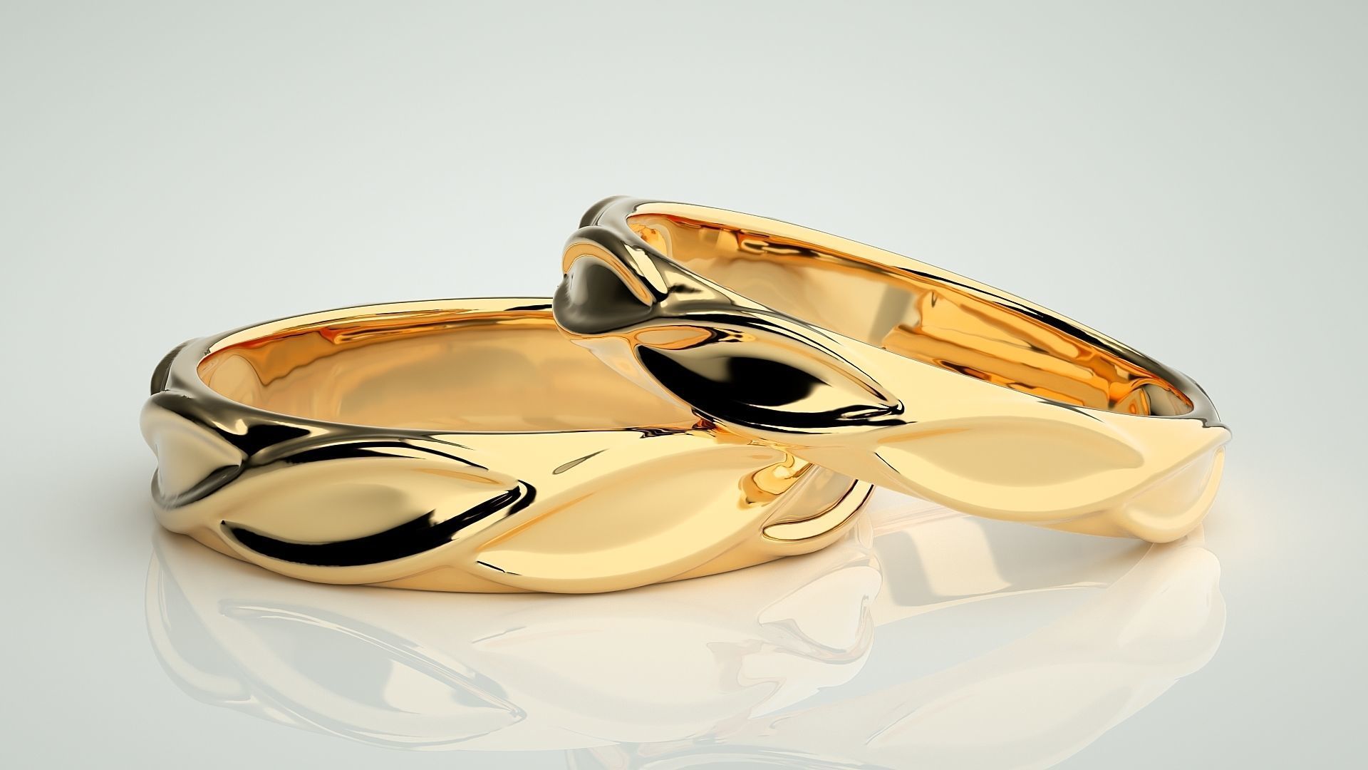 Infinity Plain Gold  Couple Band Ring 3dm stl render detail 3D print model_9