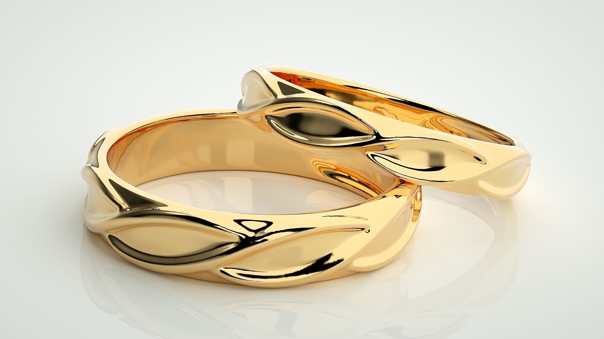 Infinity Plain Gold  Couple Band Ring 3dm stl render detail 3D print model_10