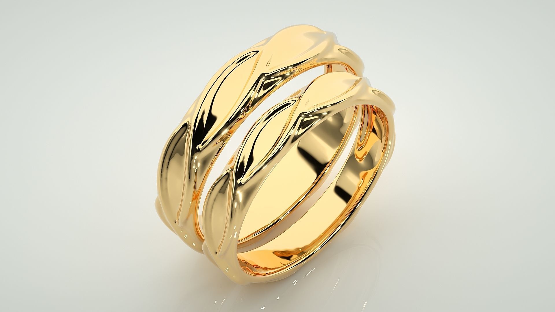 Infinity Plain Gold  Couple Band Ring 3dm stl render detail 3D print model_12