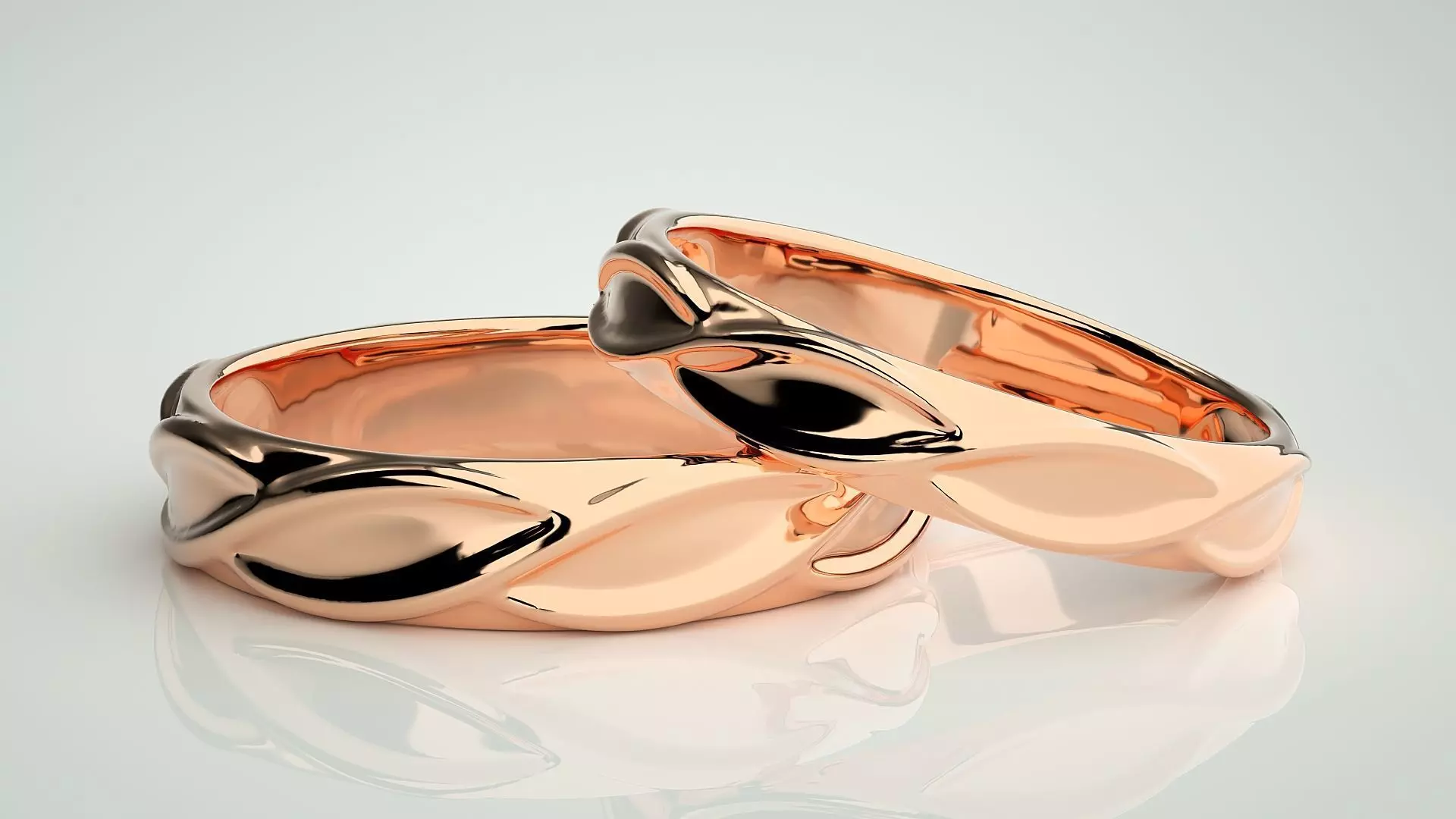 Infinity Plain Gold  Couple Band Ring 3dm stl render detail 3D print model_0