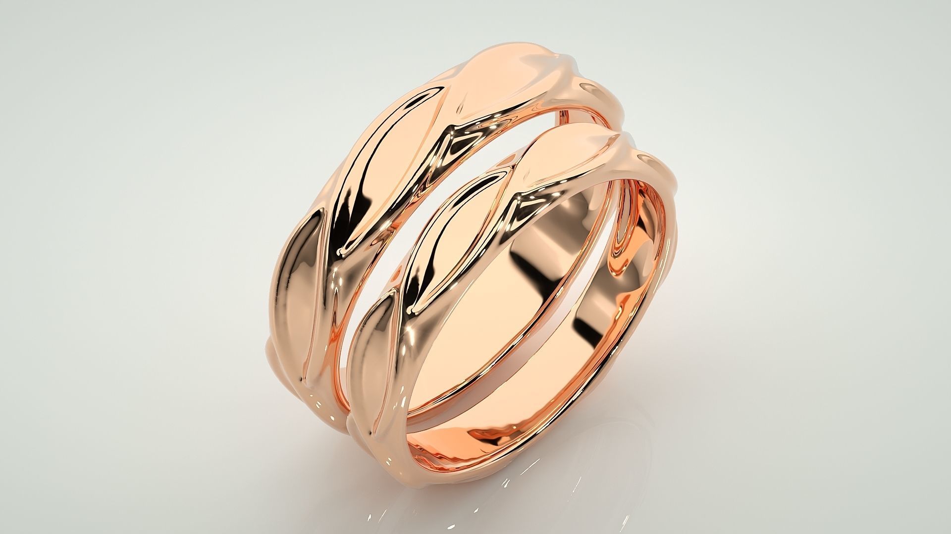 Infinity Plain Gold  Couple Band Ring 3dm stl render detail 3D print model_3