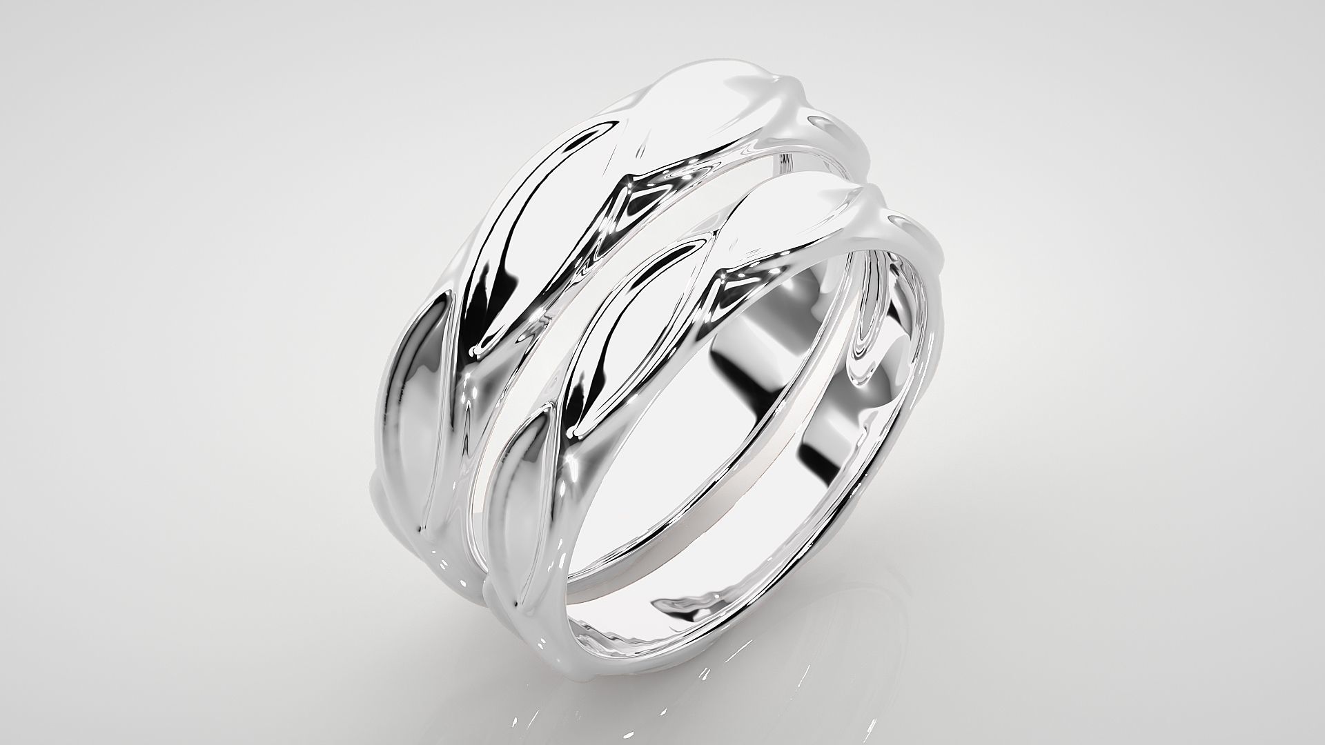 Infinity Plain Gold  Couple Band Ring 3dm stl render detail 3D print model_8