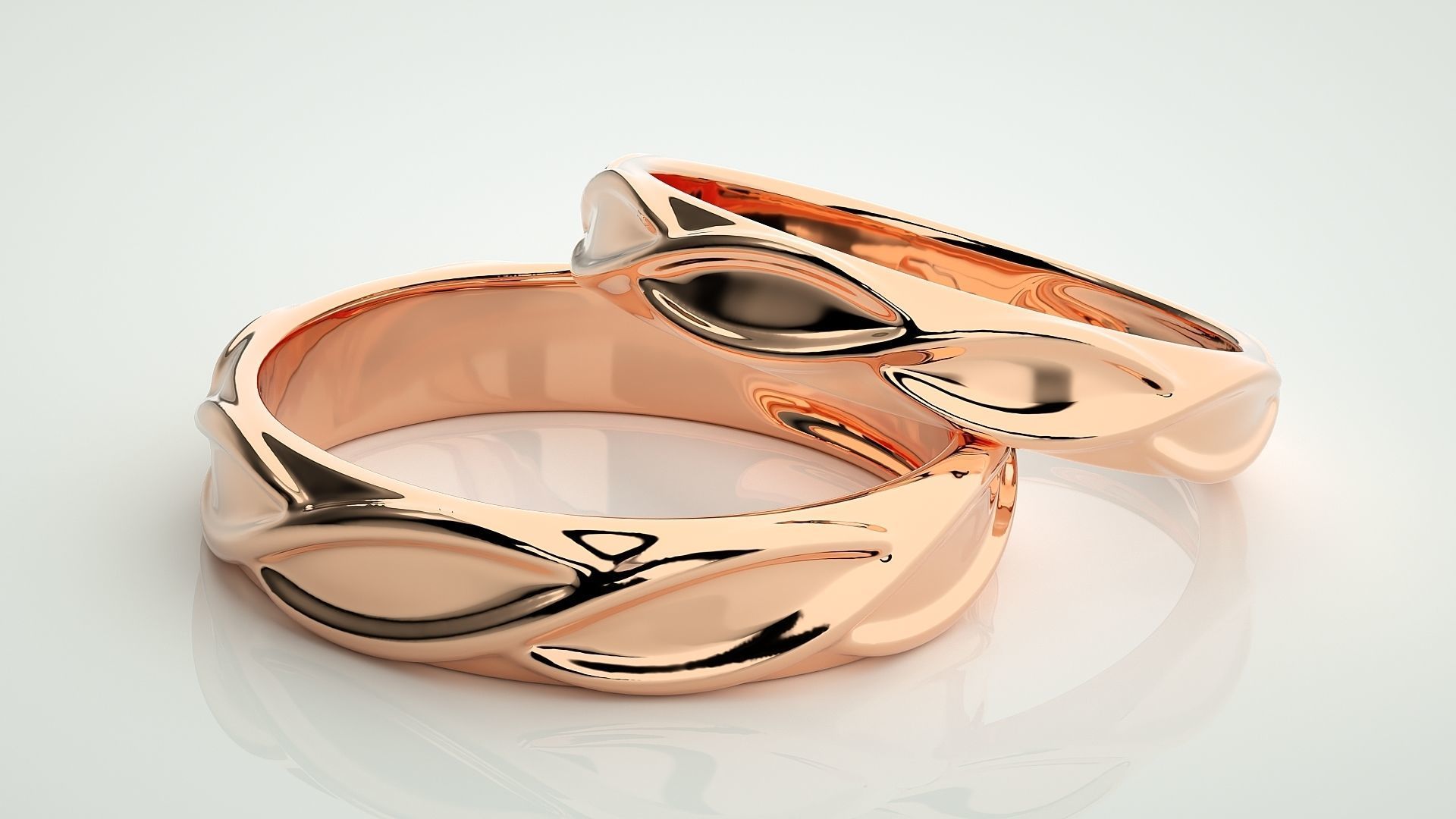 Infinity Plain Gold  Couple Band Ring 3dm stl render detail 3D print model_1