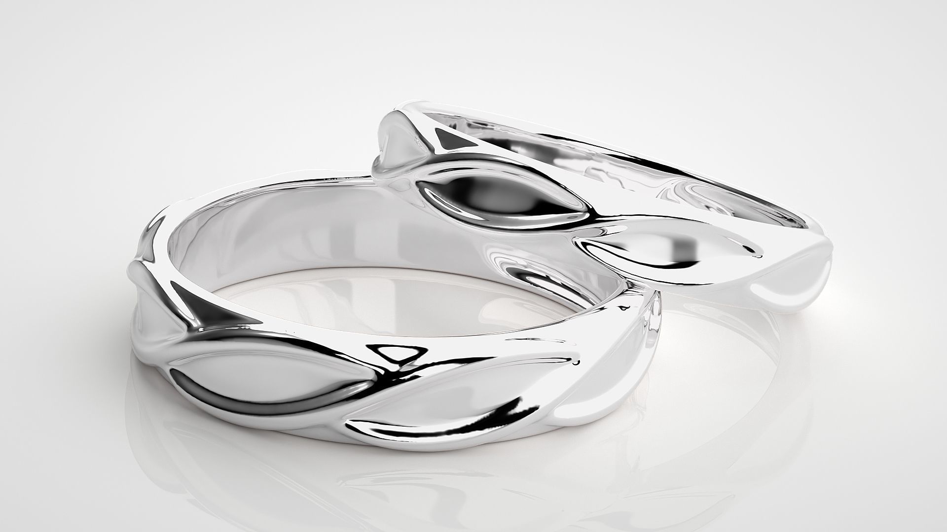 Infinity Plain Gold  Couple Band Ring 3dm stl render detail 3D print model_6