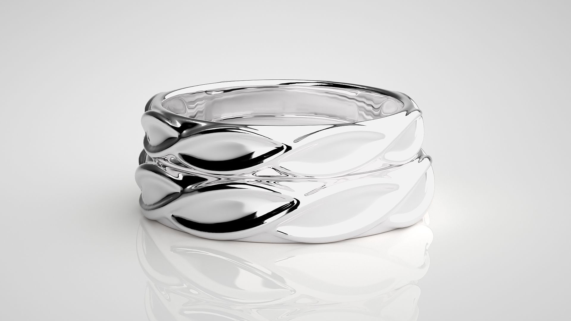 Infinity Plain Gold  Couple Band Ring 3dm stl render detail 3D print model_7