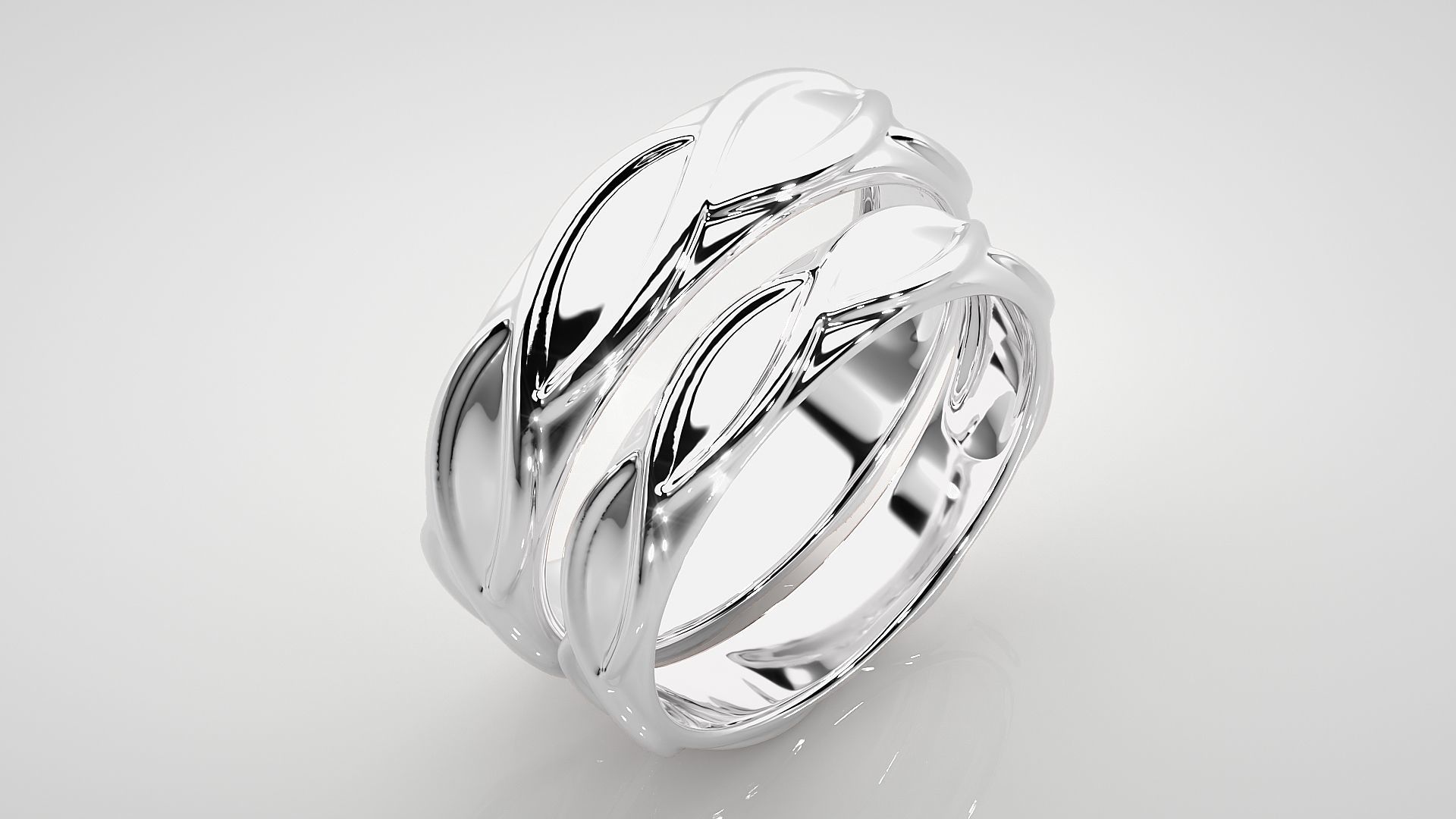 Infinity Wave Rope Couple Band Ring 3dm stl render detail 3D print model_8