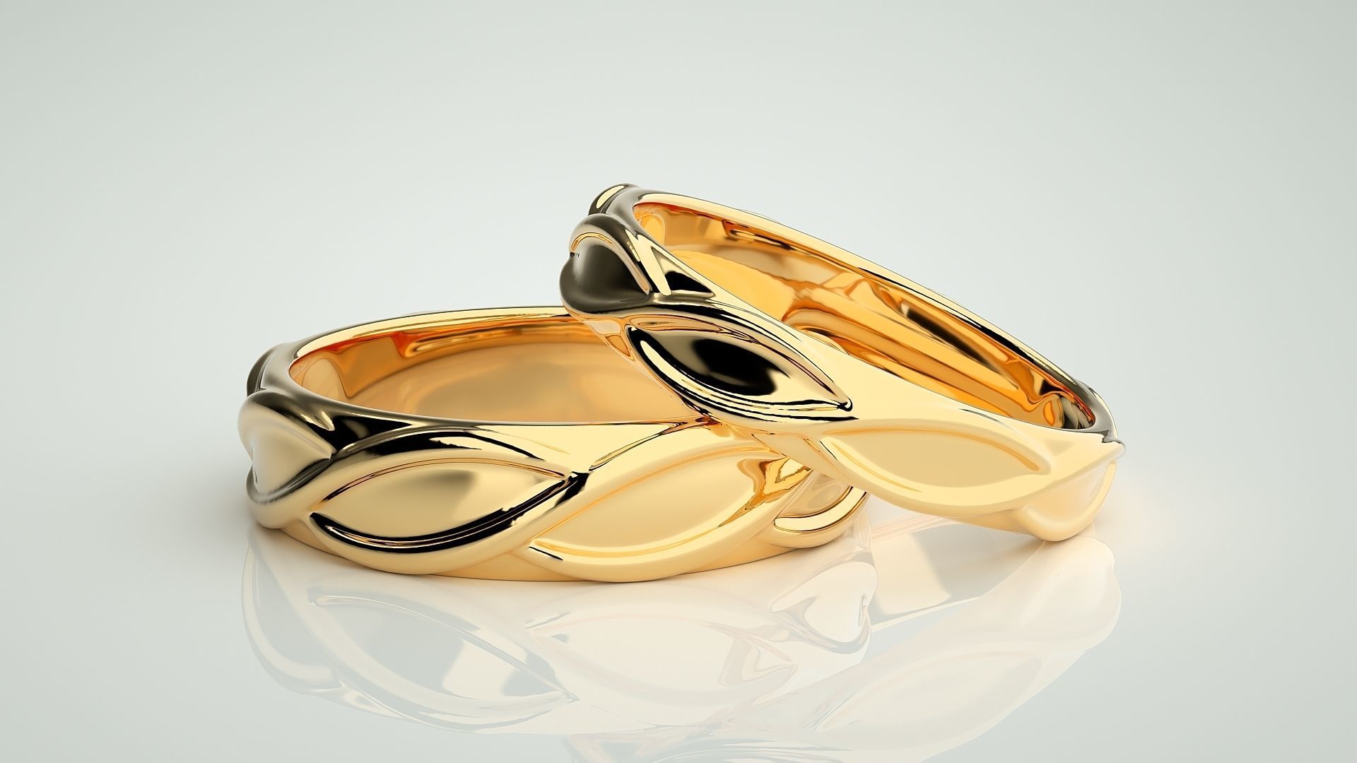 Infinity Wave Rope Couple Band Ring 3dm stl render detail 3D print model_9