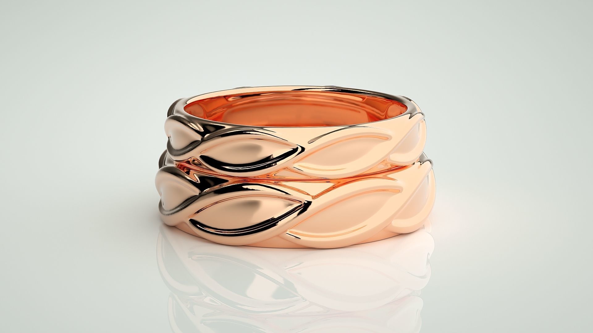 Infinity Wave Rope Couple Band Ring 3dm stl render detail 3D print model_2