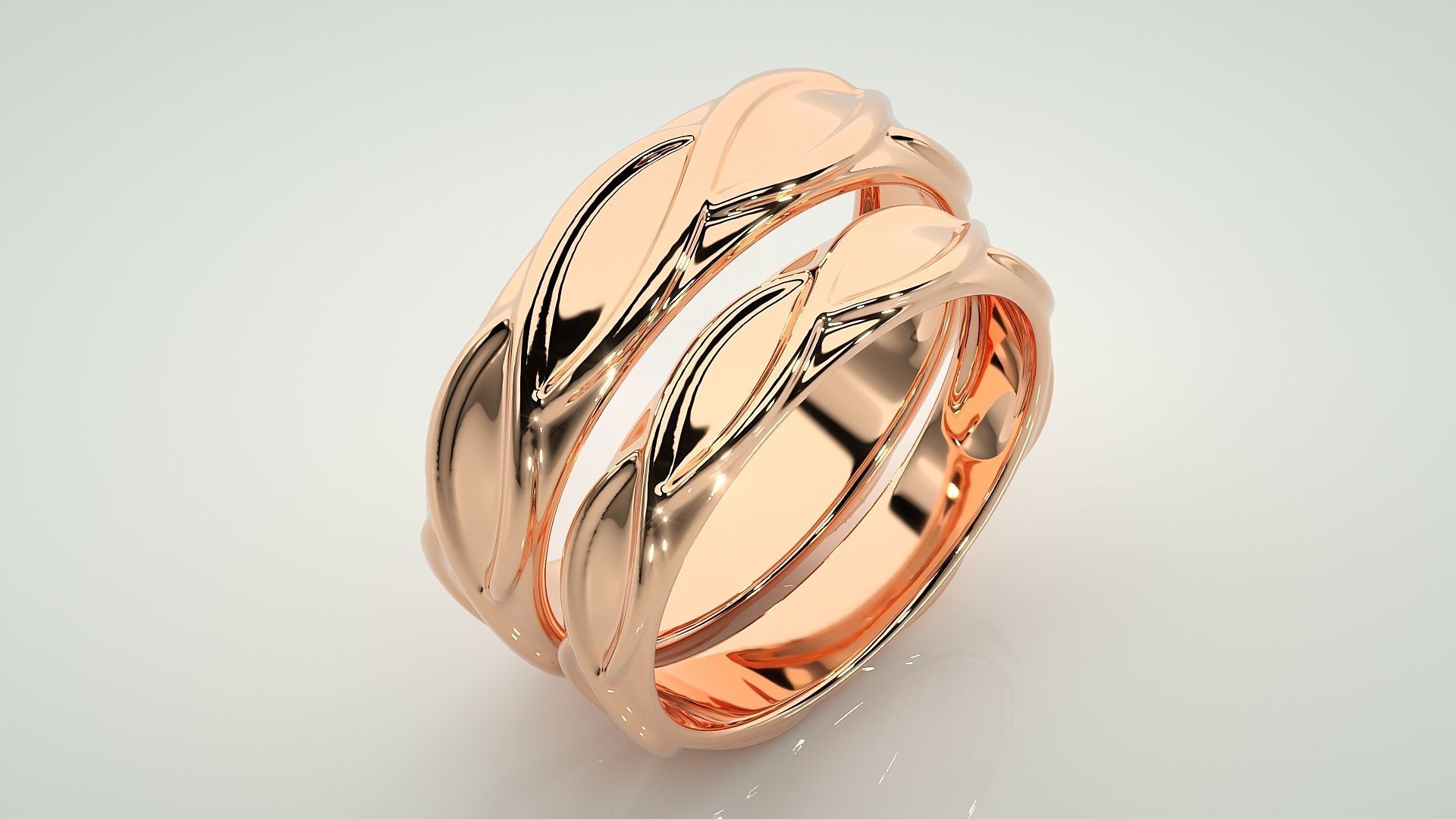 Infinity Wave Rope Couple Band Ring 3dm stl render detail 3D print model_4
