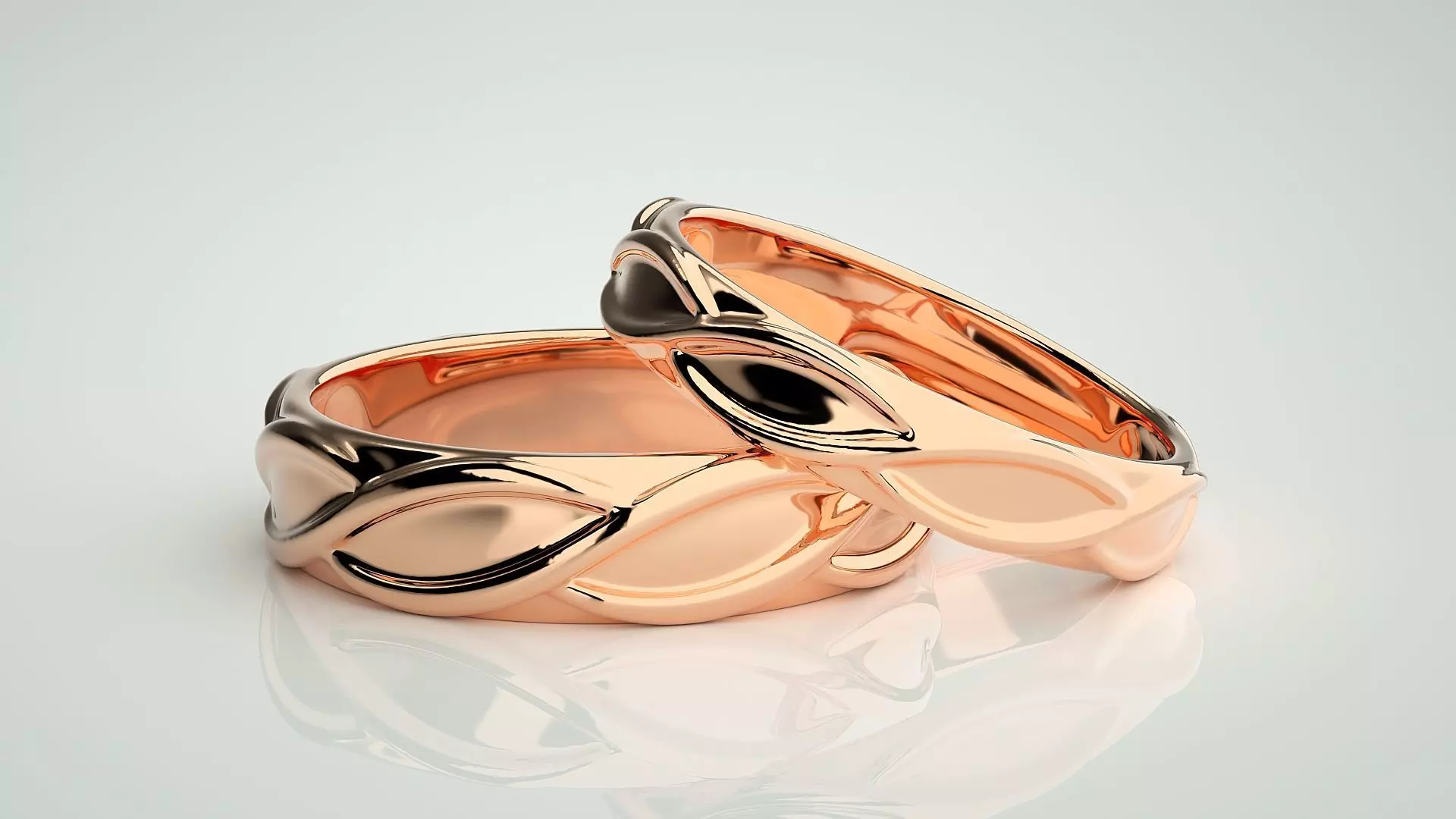 Infinity Wave Rope Couple Band Ring 3dm stl render detail 3D print model_0