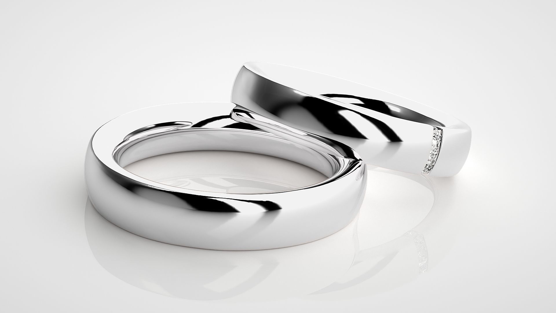 Diamond Couple Band Ring 3dm stl render detail 3D print model_6