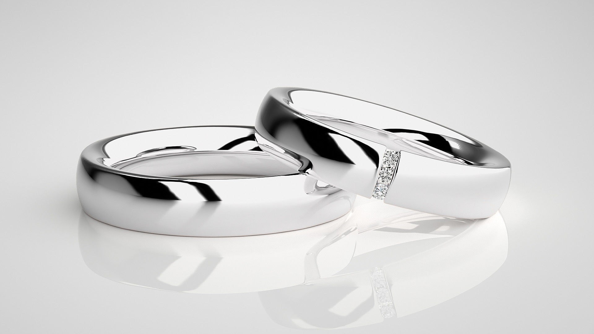 Diamond Couple Band Ring 3dm stl render detail 3D print model_5