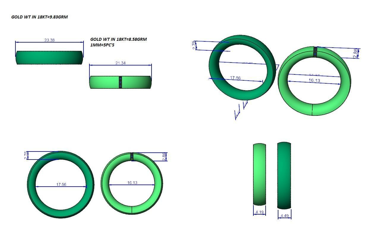 Diamond Couple Band Ring 3dm stl render detail 3D print model_4