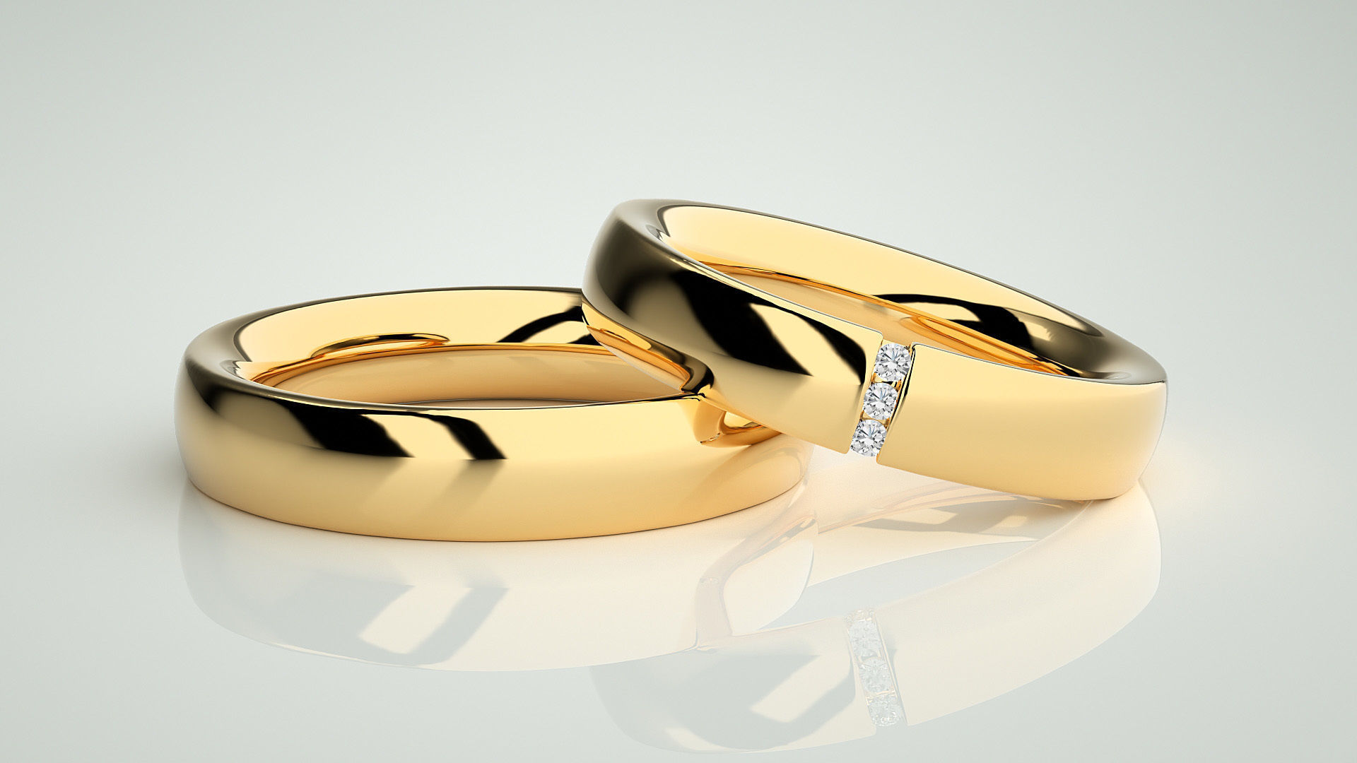 Diamond Couple Band Ring 3dm stl render detail 3D print model_9