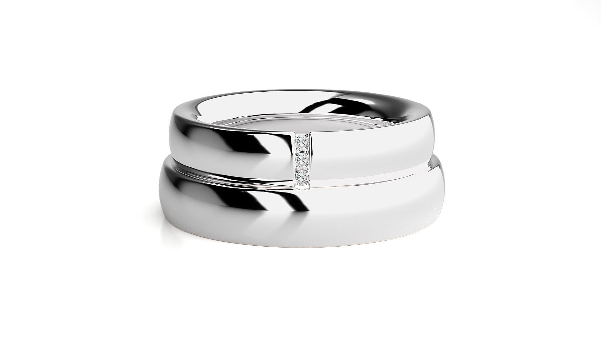 Diamond Couple Band Ring 3dm stl render detail 3D print model_7
