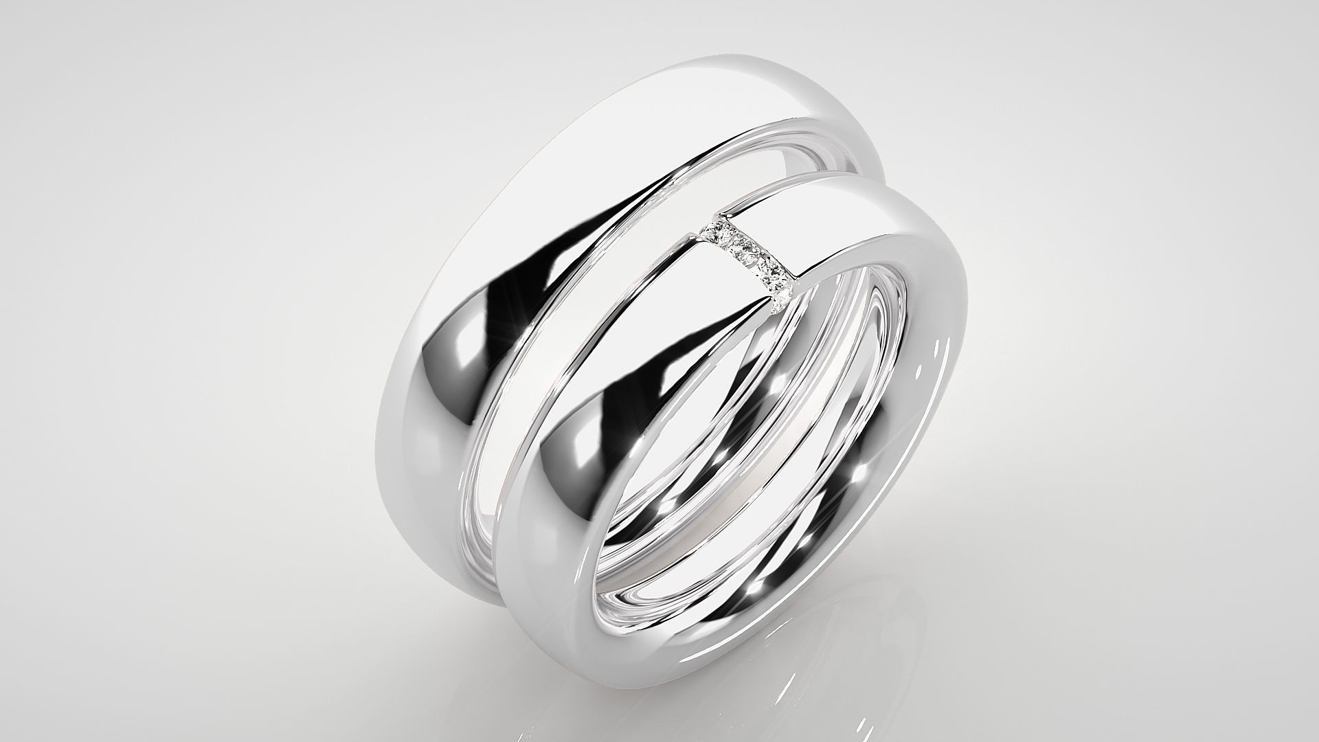 Diamond Couple Band Ring 3dm stl render detail 3D print model_8
