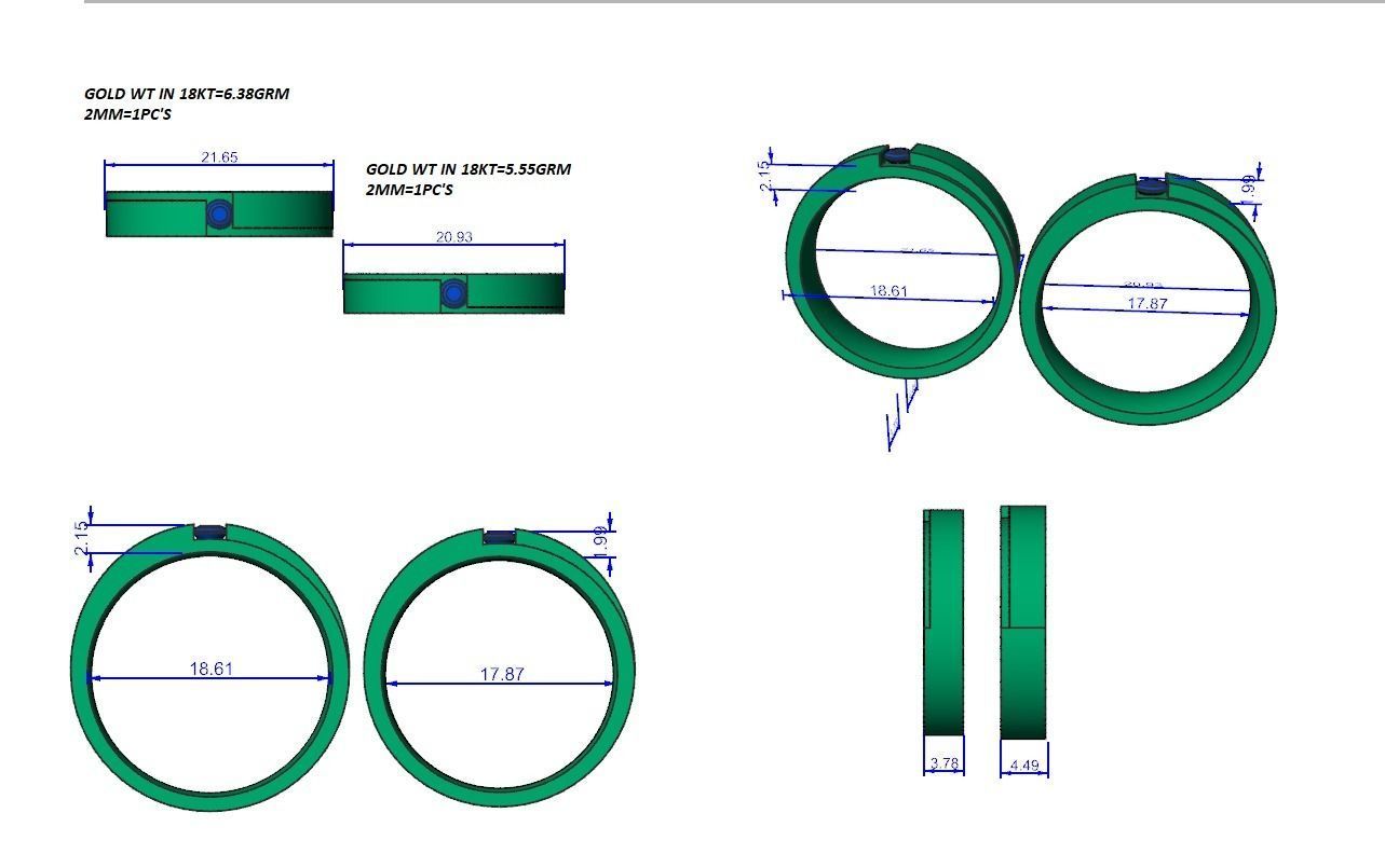 Solitaire Couple Band Ring 3dm stl render detail 3D print model_8