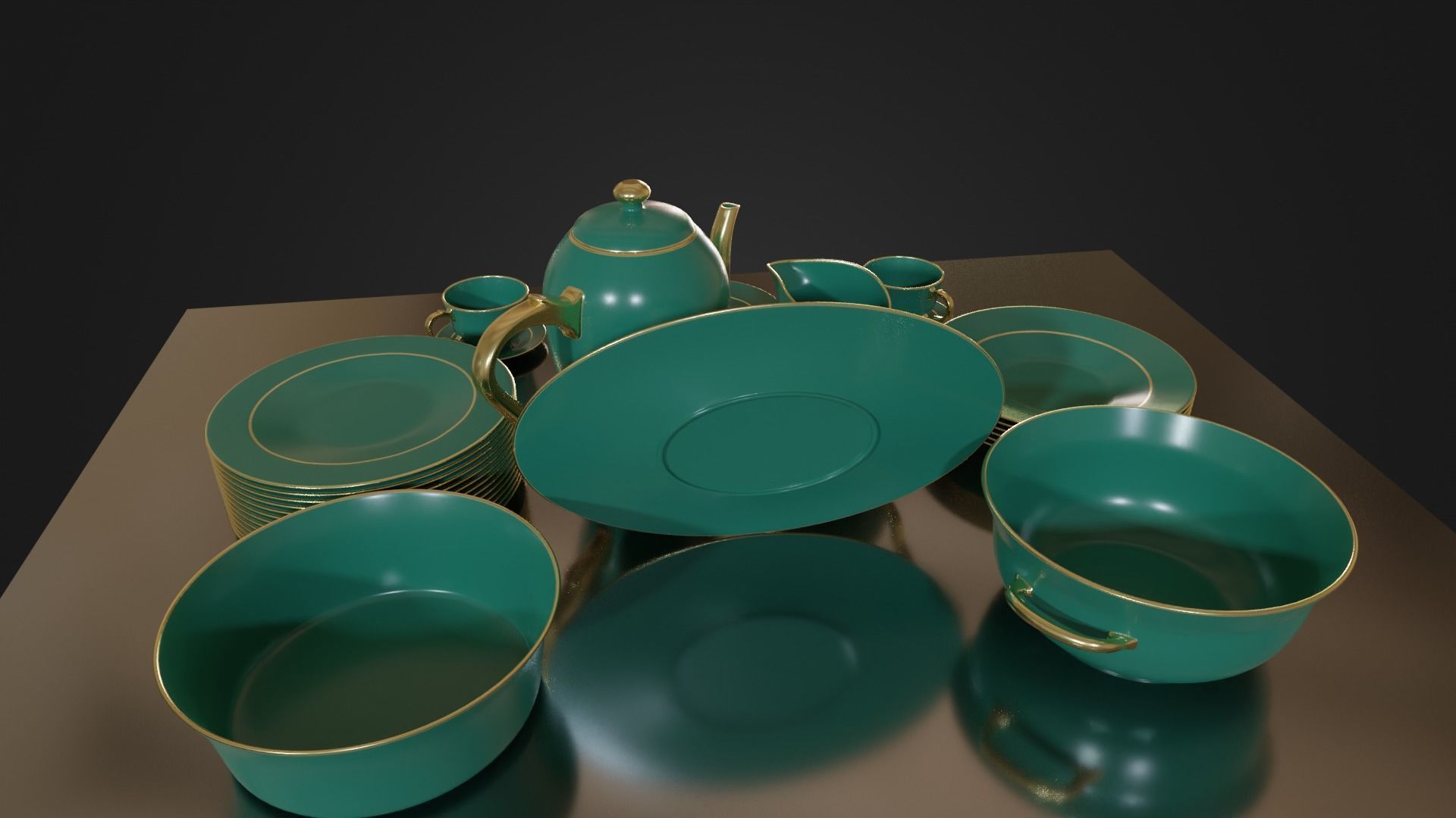 Dinner set 01 Low-poly 3D model_21