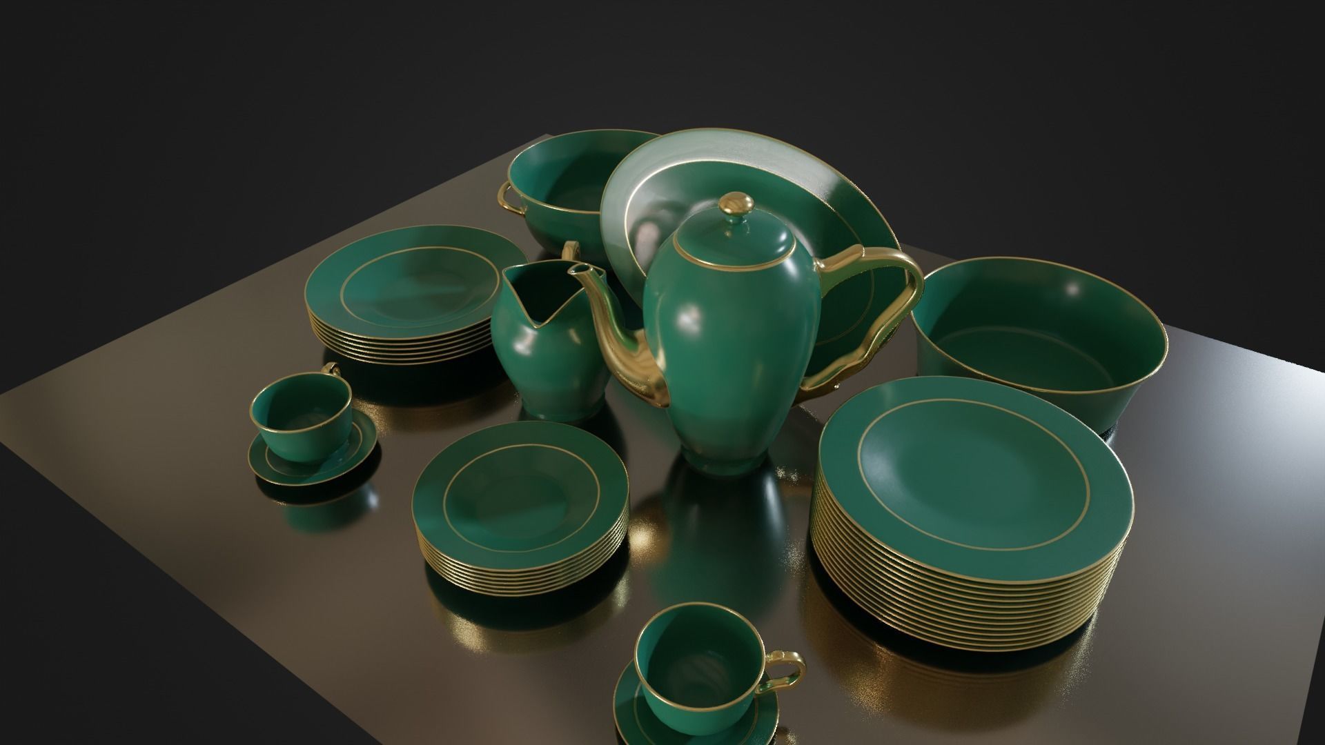 Dinner set 01 Low-poly 3D model_36