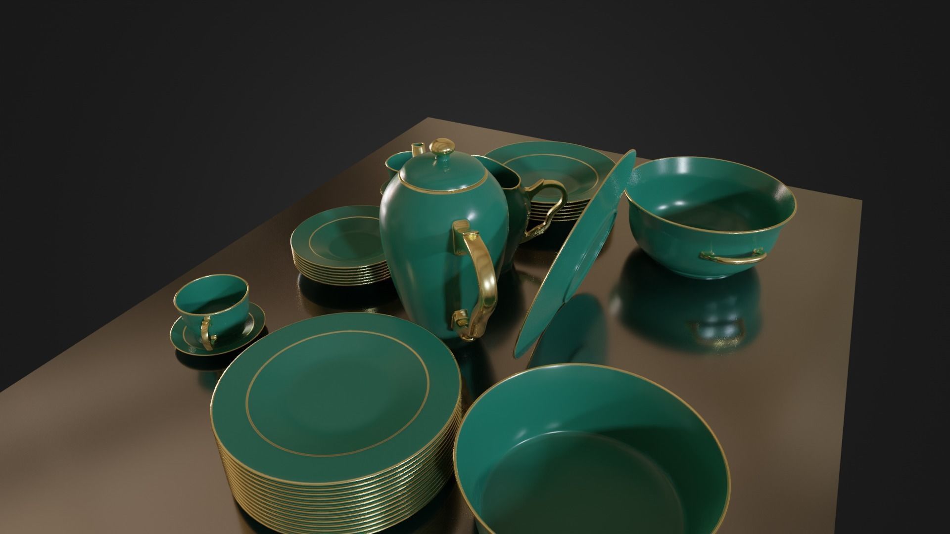 Dinner set 01 Low-poly 3D model_27