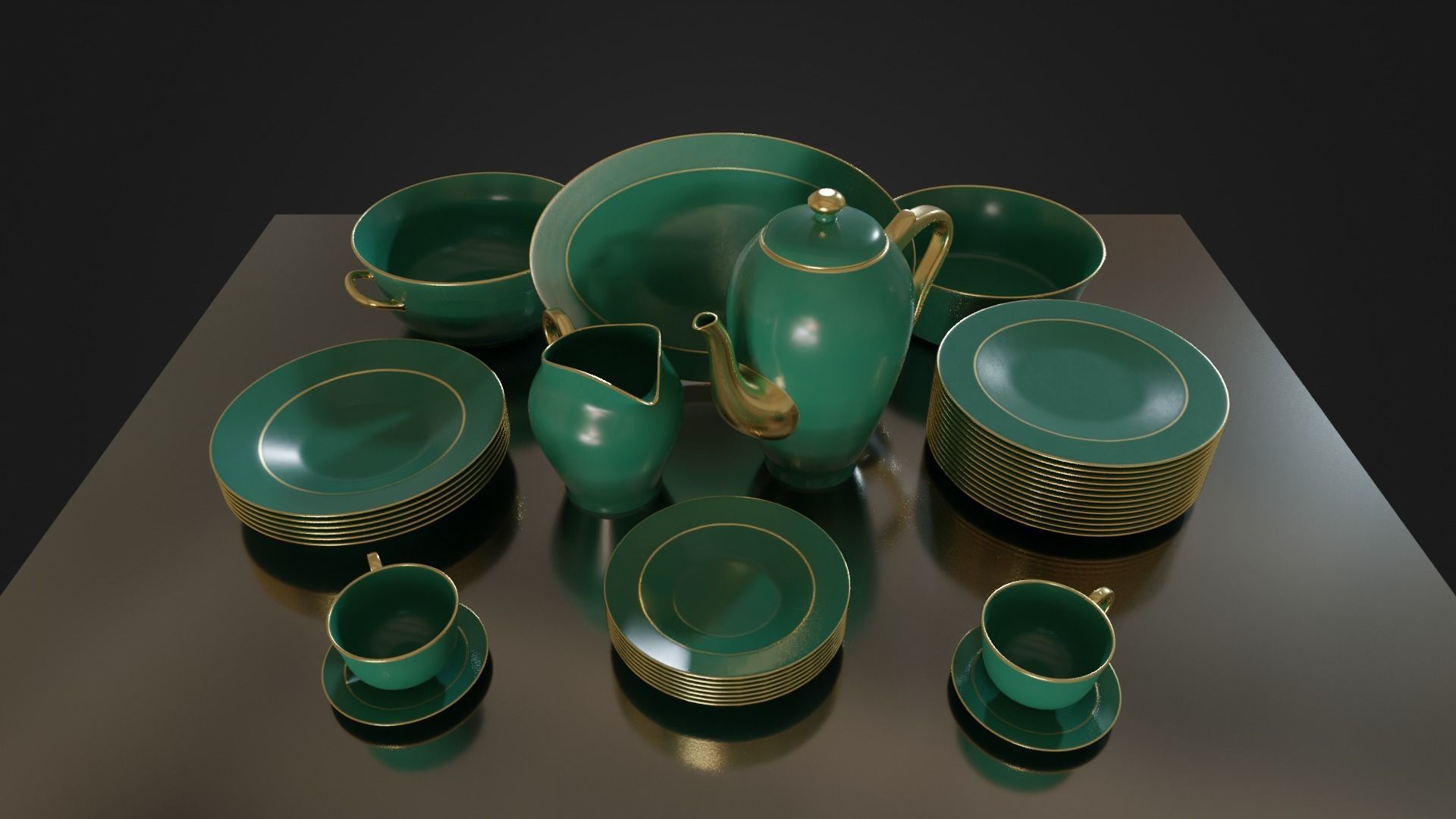Dinner set 01 Low-poly 3D model_40