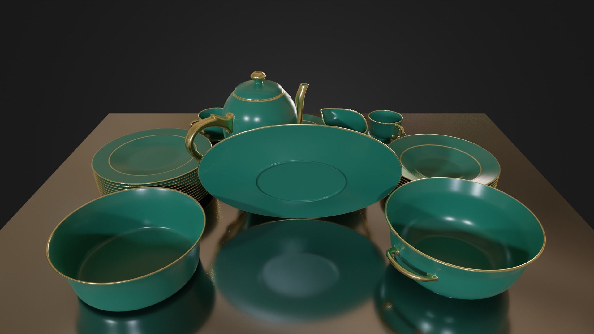 Dinner set 01 Low-poly 3D model_20