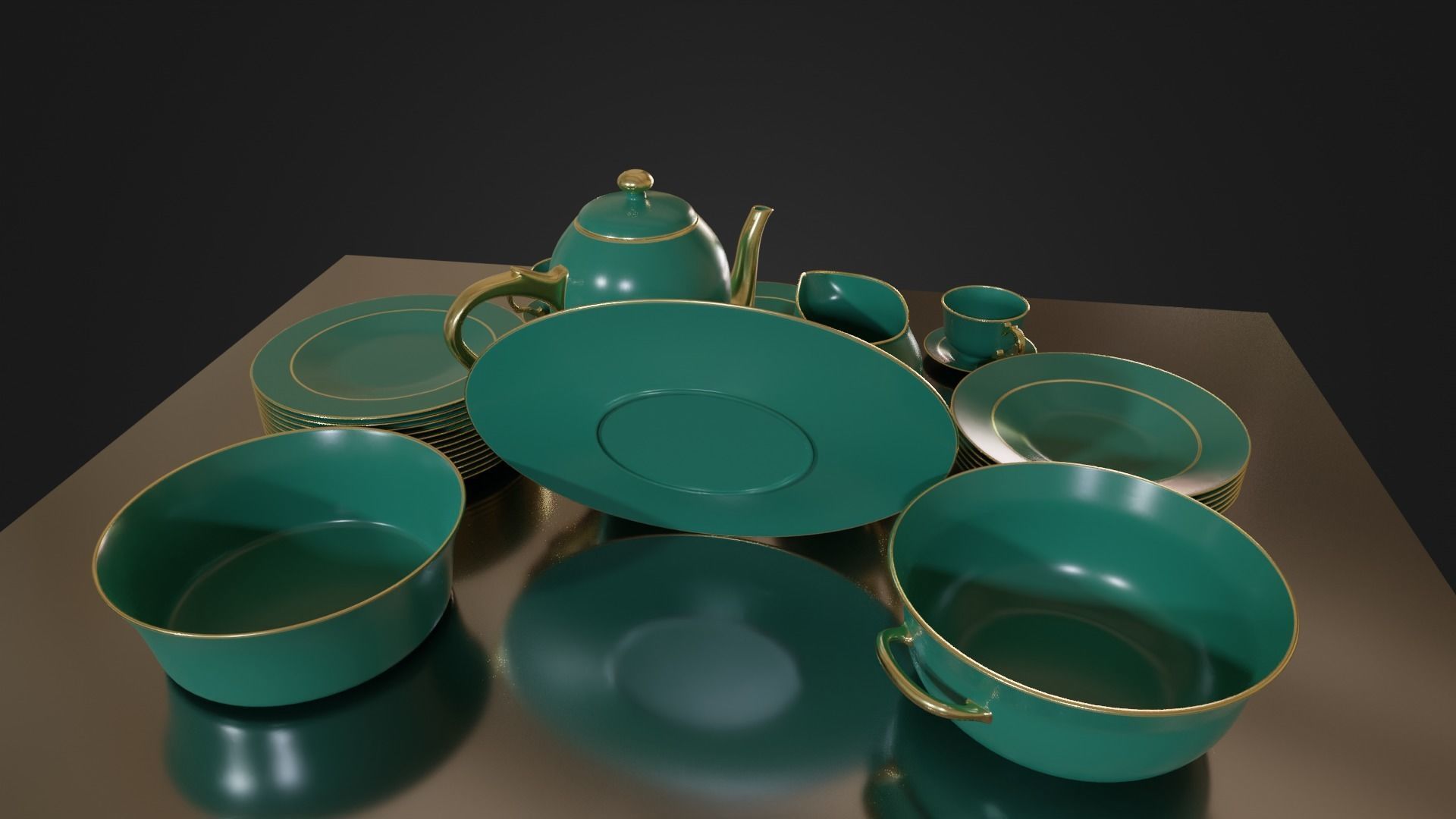 Dinner set 01 Low-poly 3D model_19