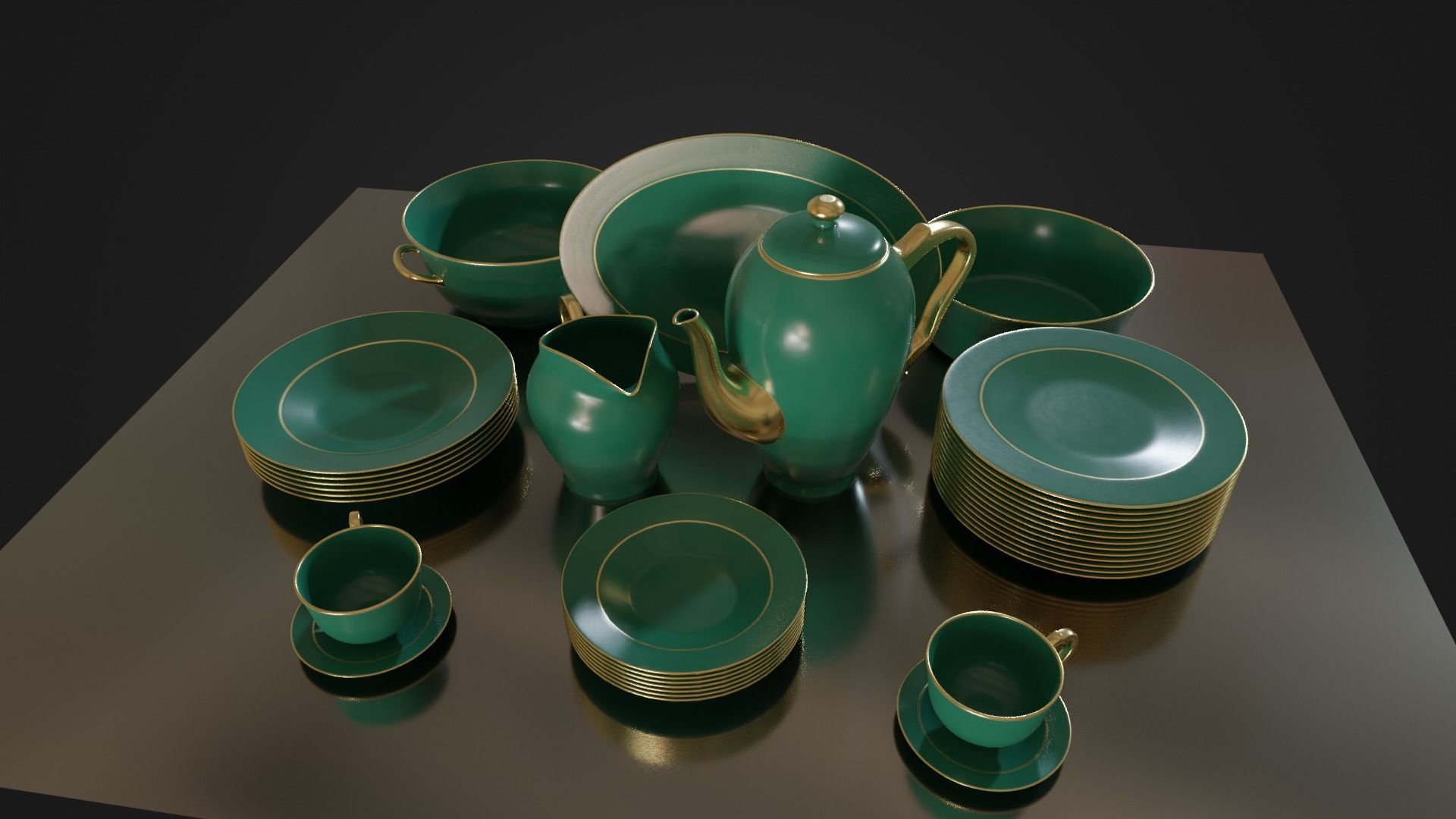 Dinner set 01 Low-poly 3D model_39