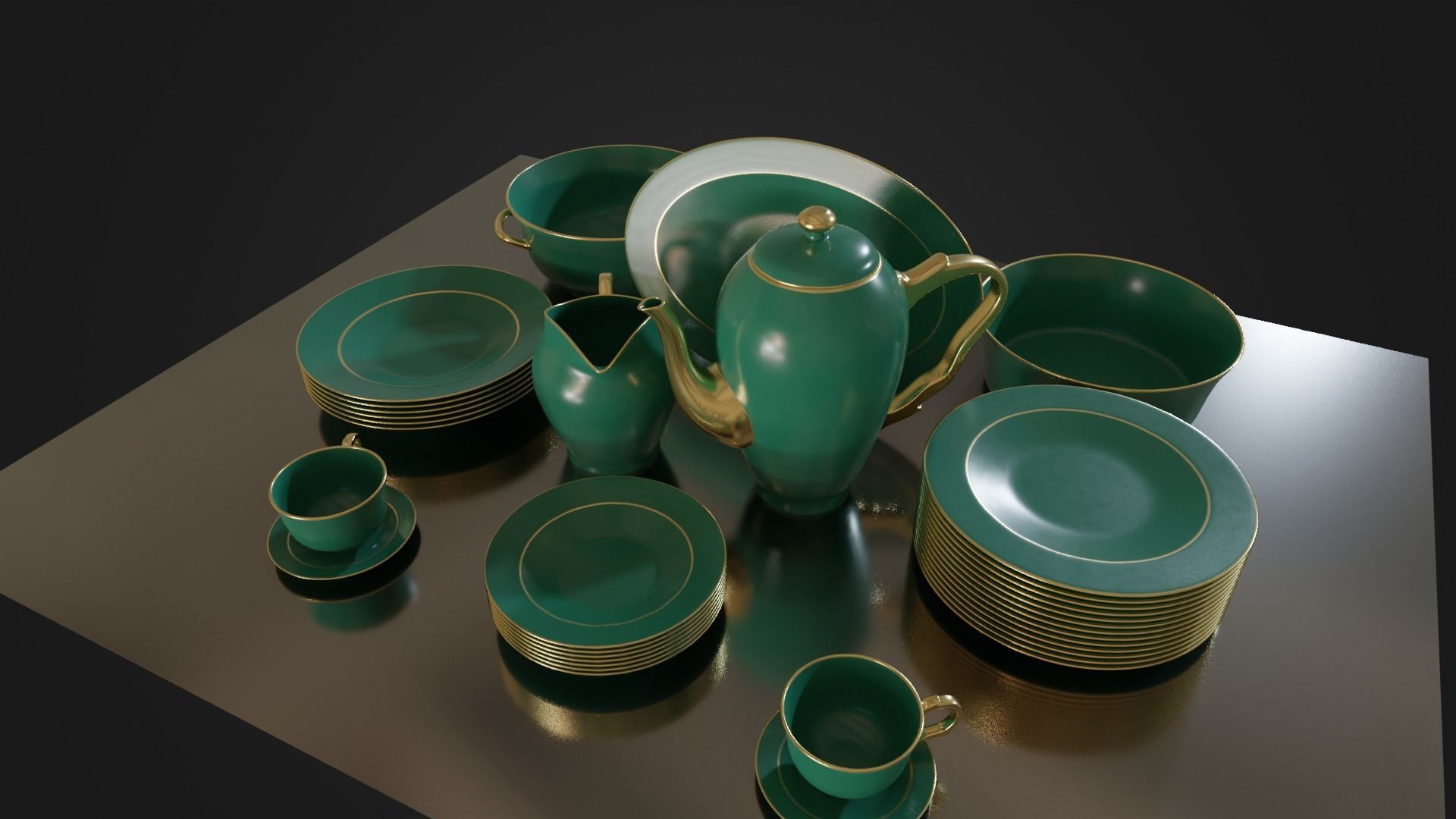 Dinner set 01 Low-poly 3D model_37