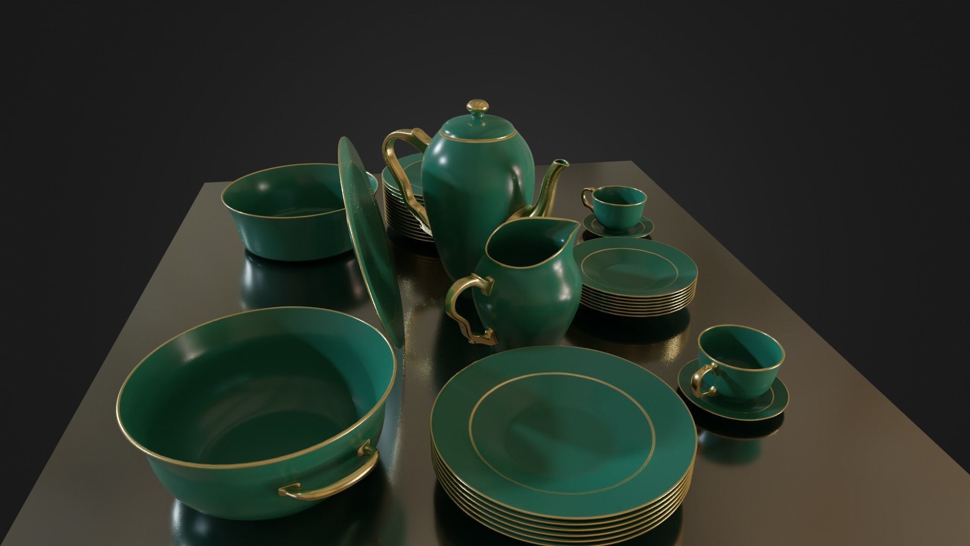 Dinner set 01 Low-poly 3D model_11
