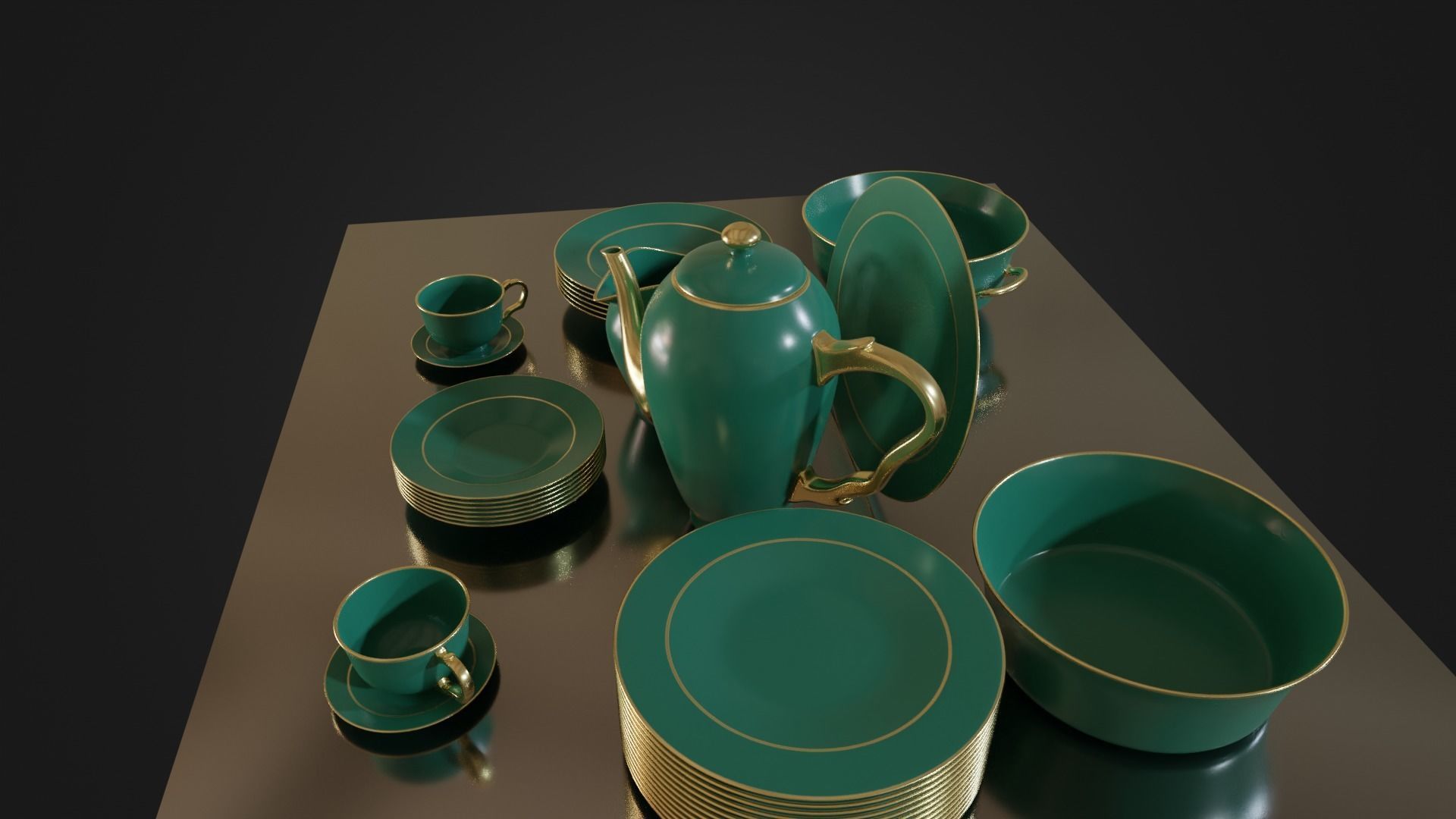 Dinner set 01 Low-poly 3D model_31